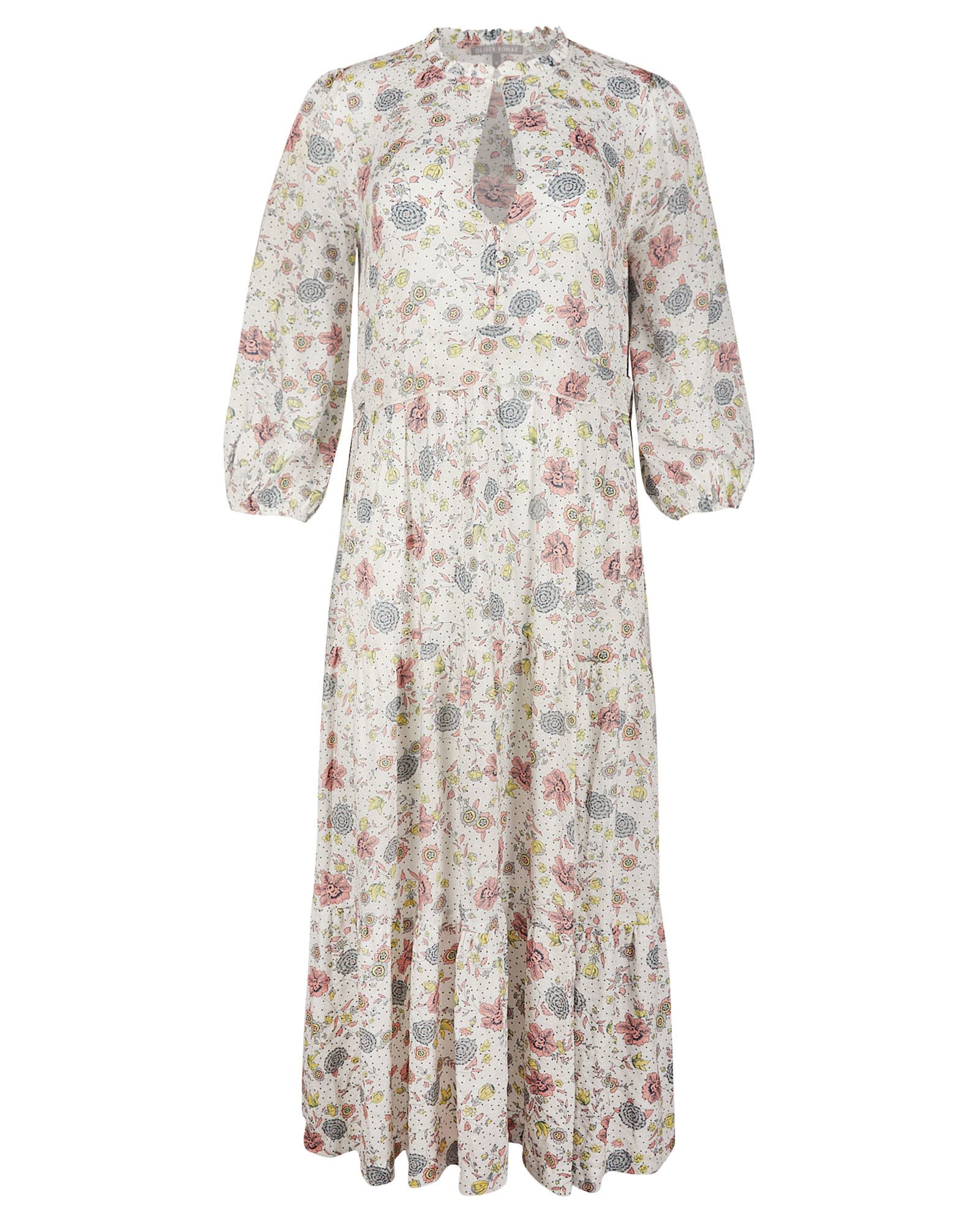 Revival Floral Print White Midi Dress | Oliver Bonas