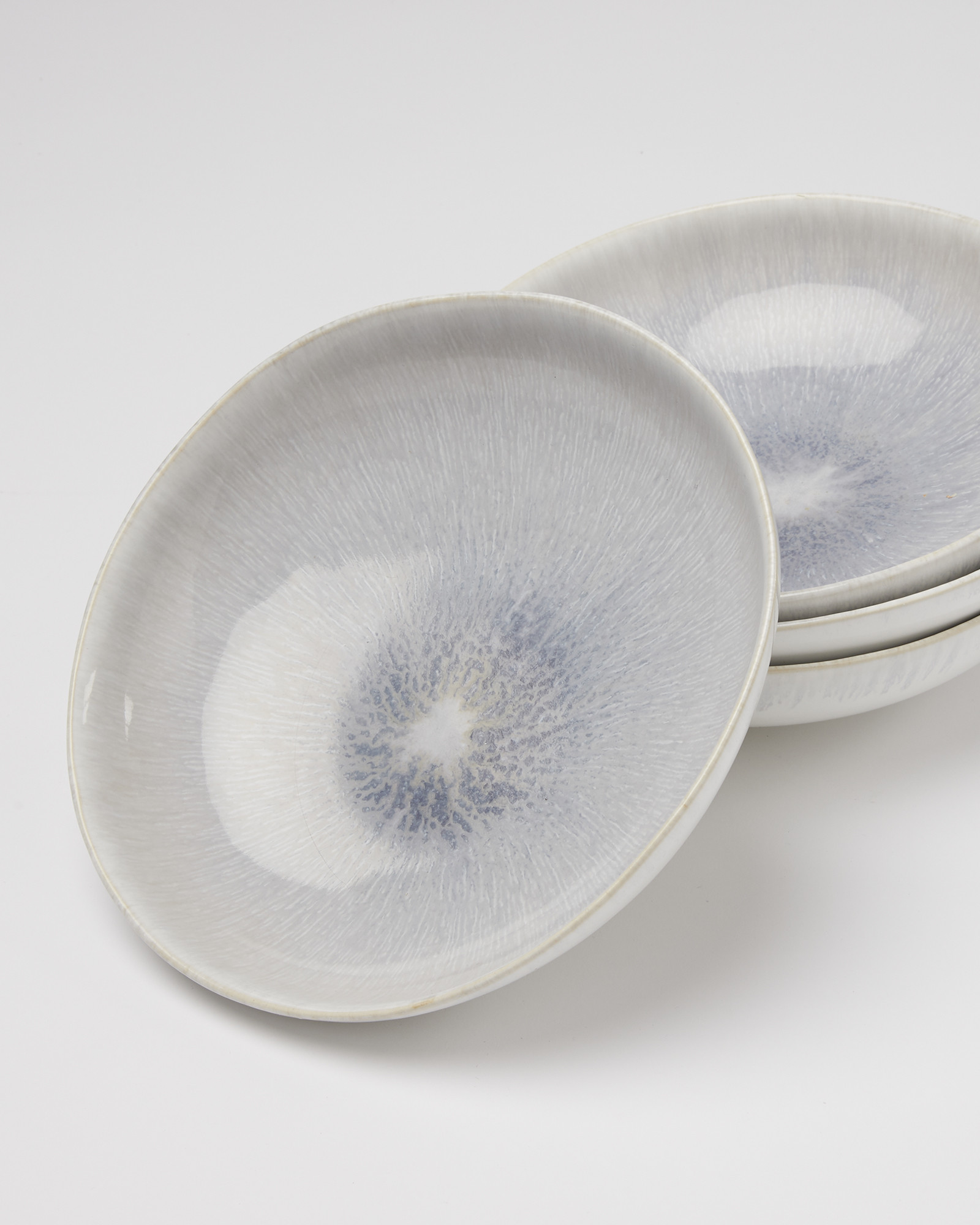 Muana Blue Reactive Glazed Stoneware Pasta Bowls Set of Four Oliver Bonas