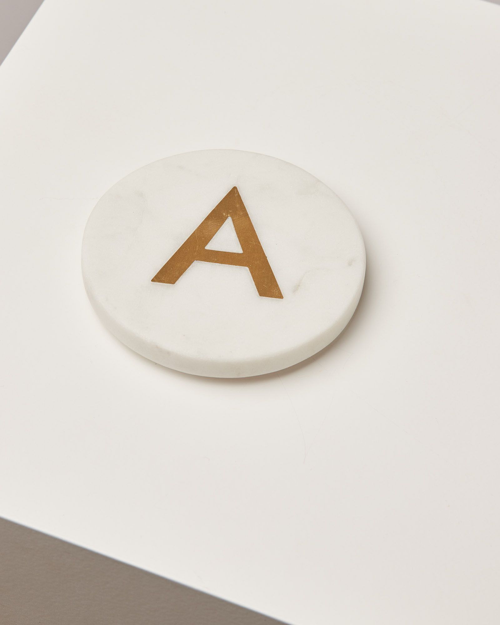 Alphabet Initial Gold & White Marble Coasters | Oliver Bonas