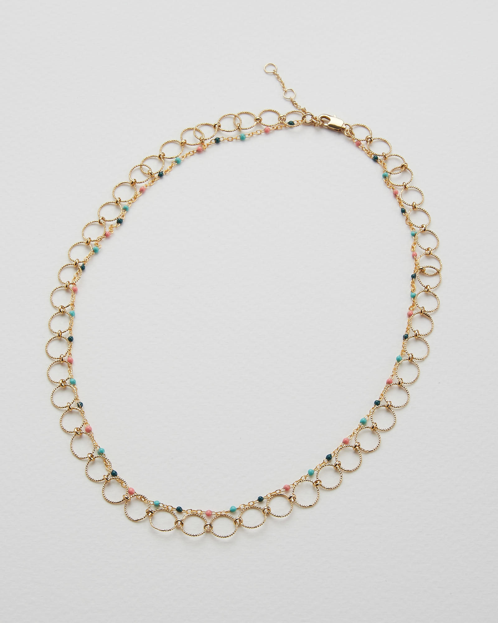 Mae Multi Row Beaded & Link Chain Necklace | Oliver Bonas