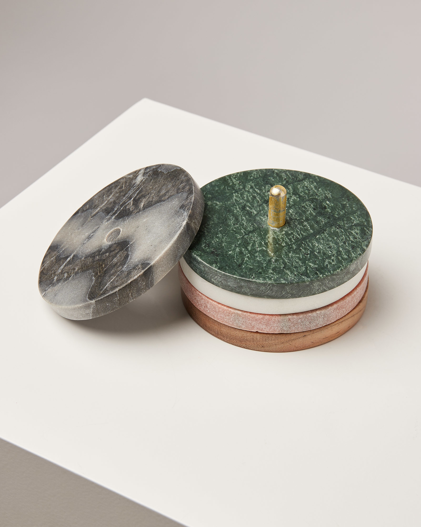 Multicoloured Stacking Marble Coasters Set of Four Oliver Bonas