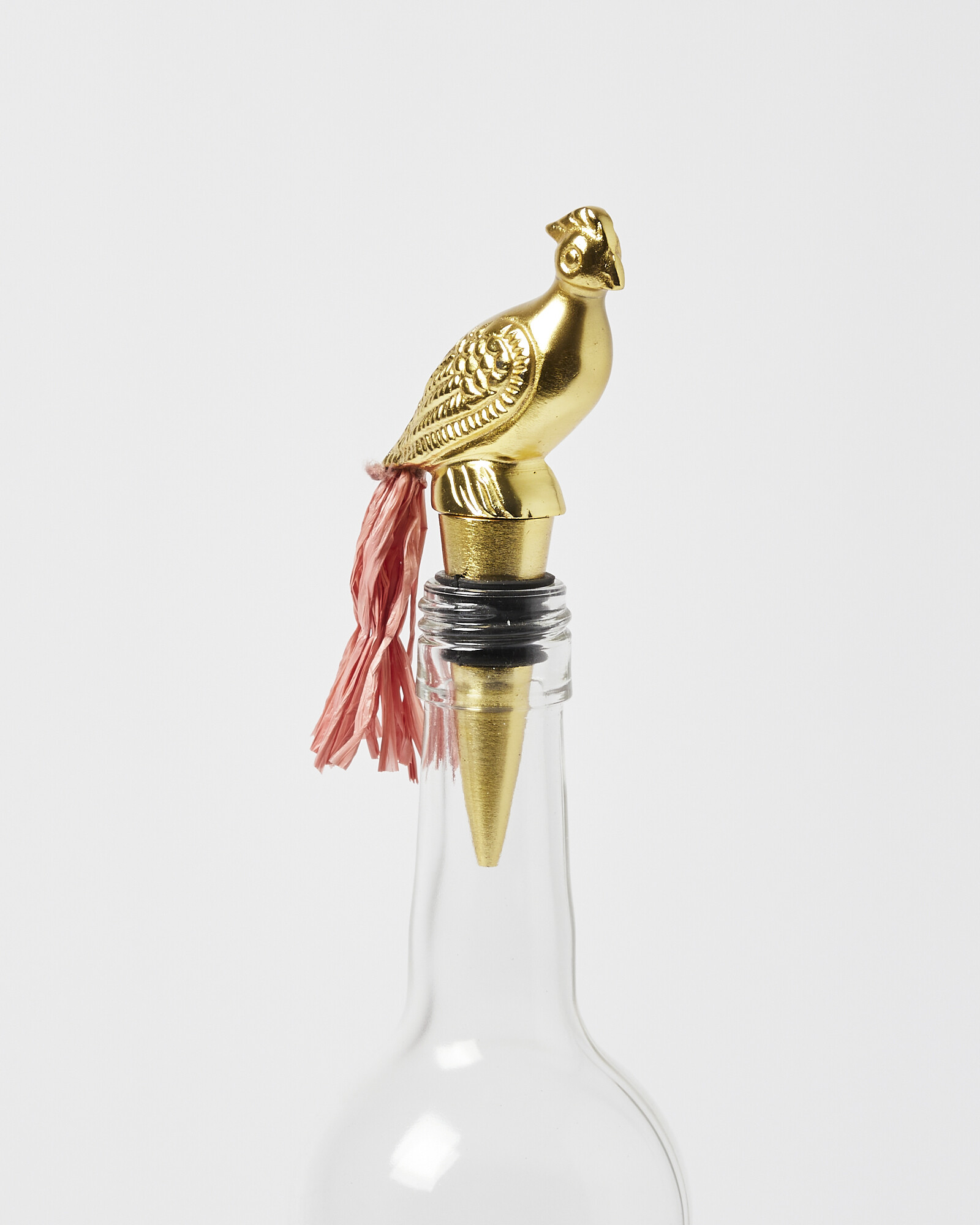 Bird Raffia & Gold Metal Bottle Stopper Oliver Bonas US