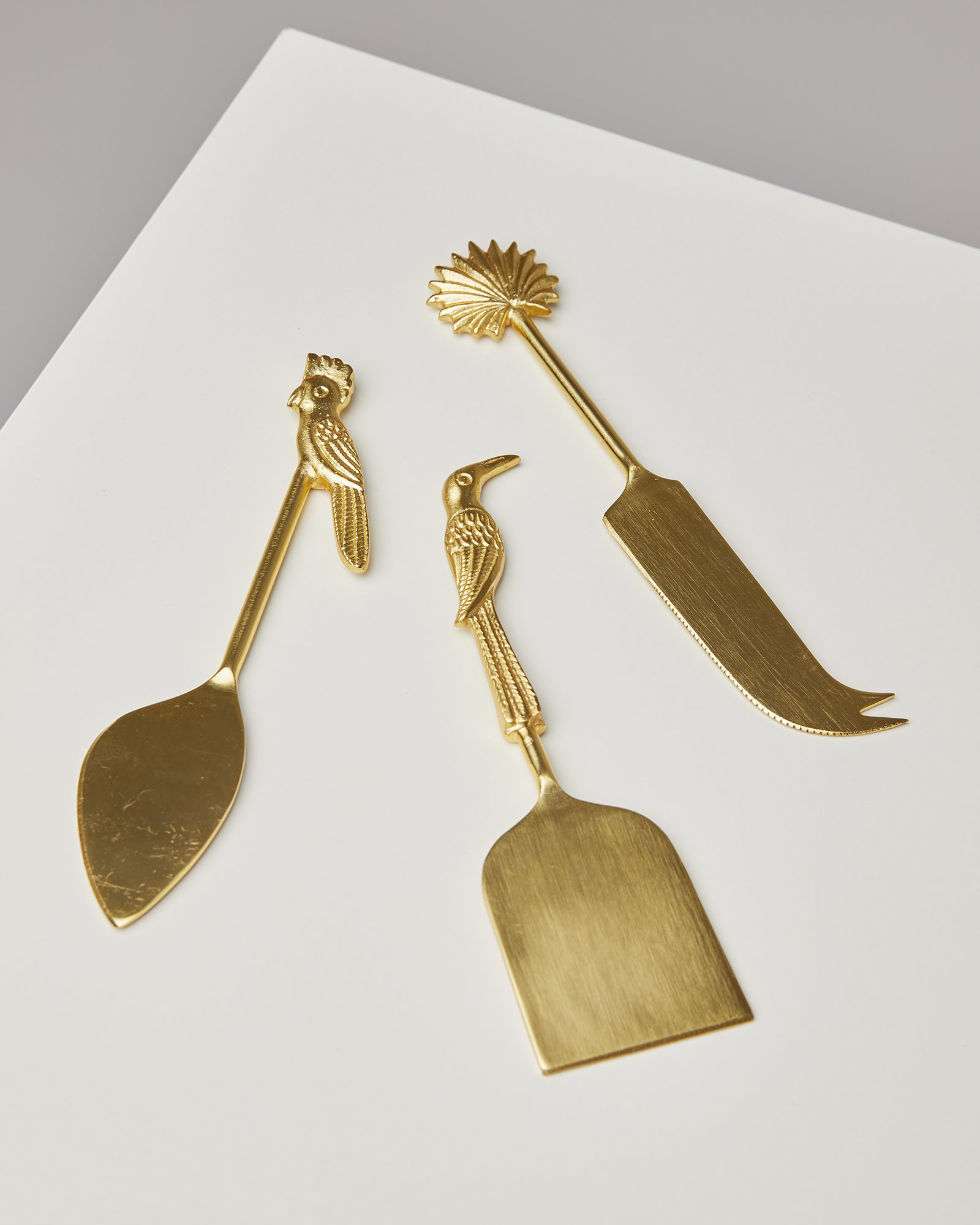 Bird Gold Metal Cheese Knives Set of Three Oliver Bonas US