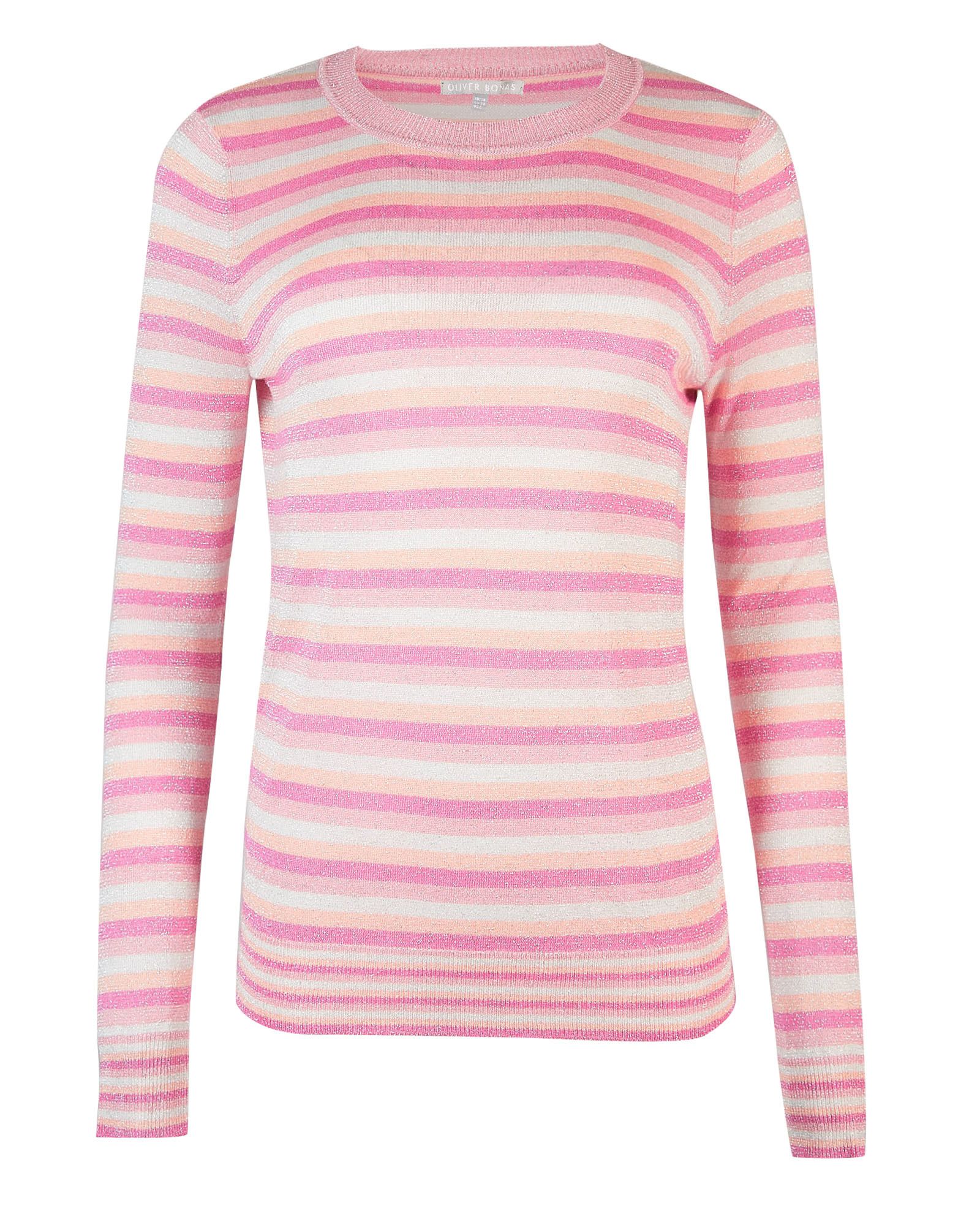 All Over Sparkle Stripe Pink Knitted 