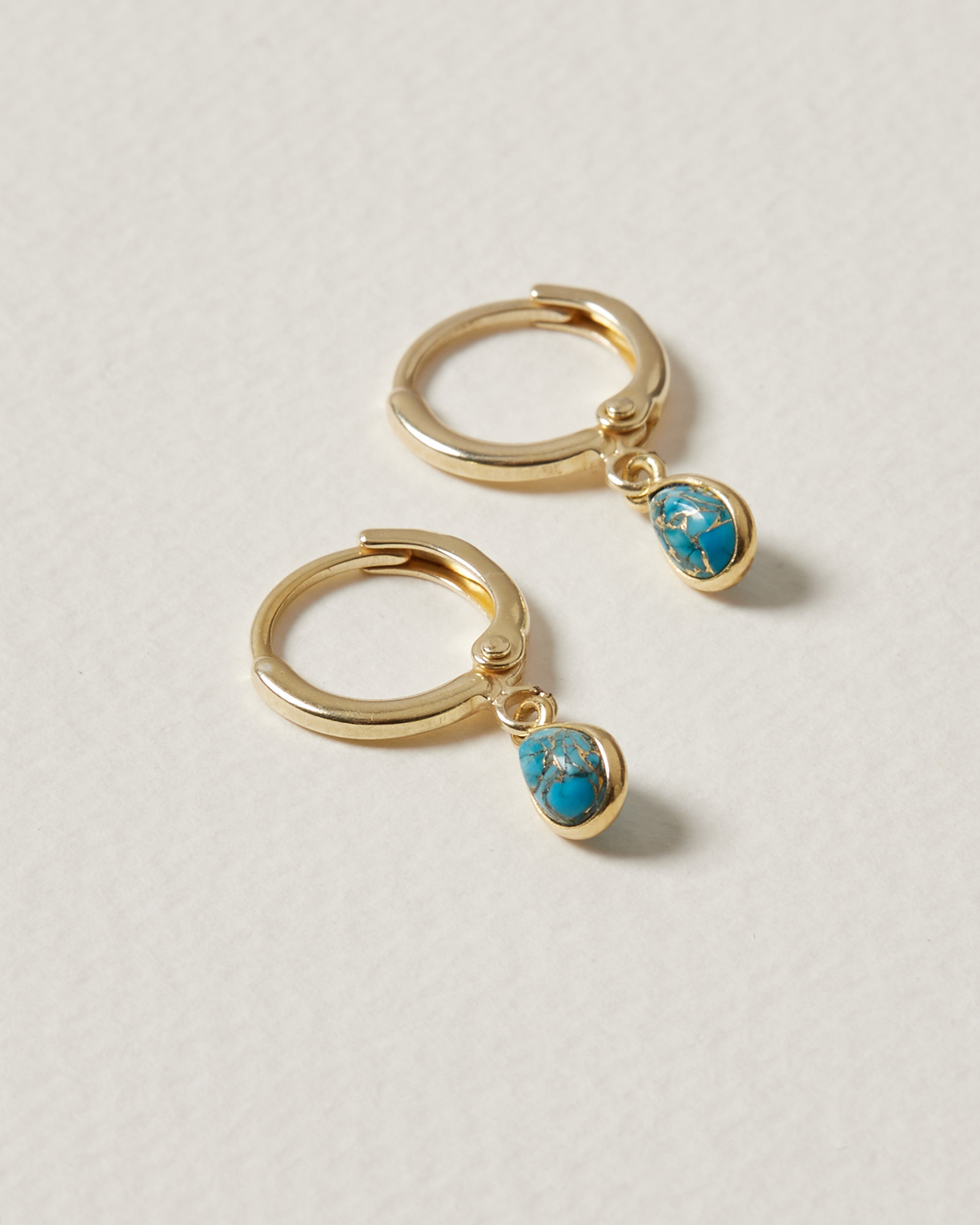 Auden Turquoise & Gold Plated Huggie Earrings