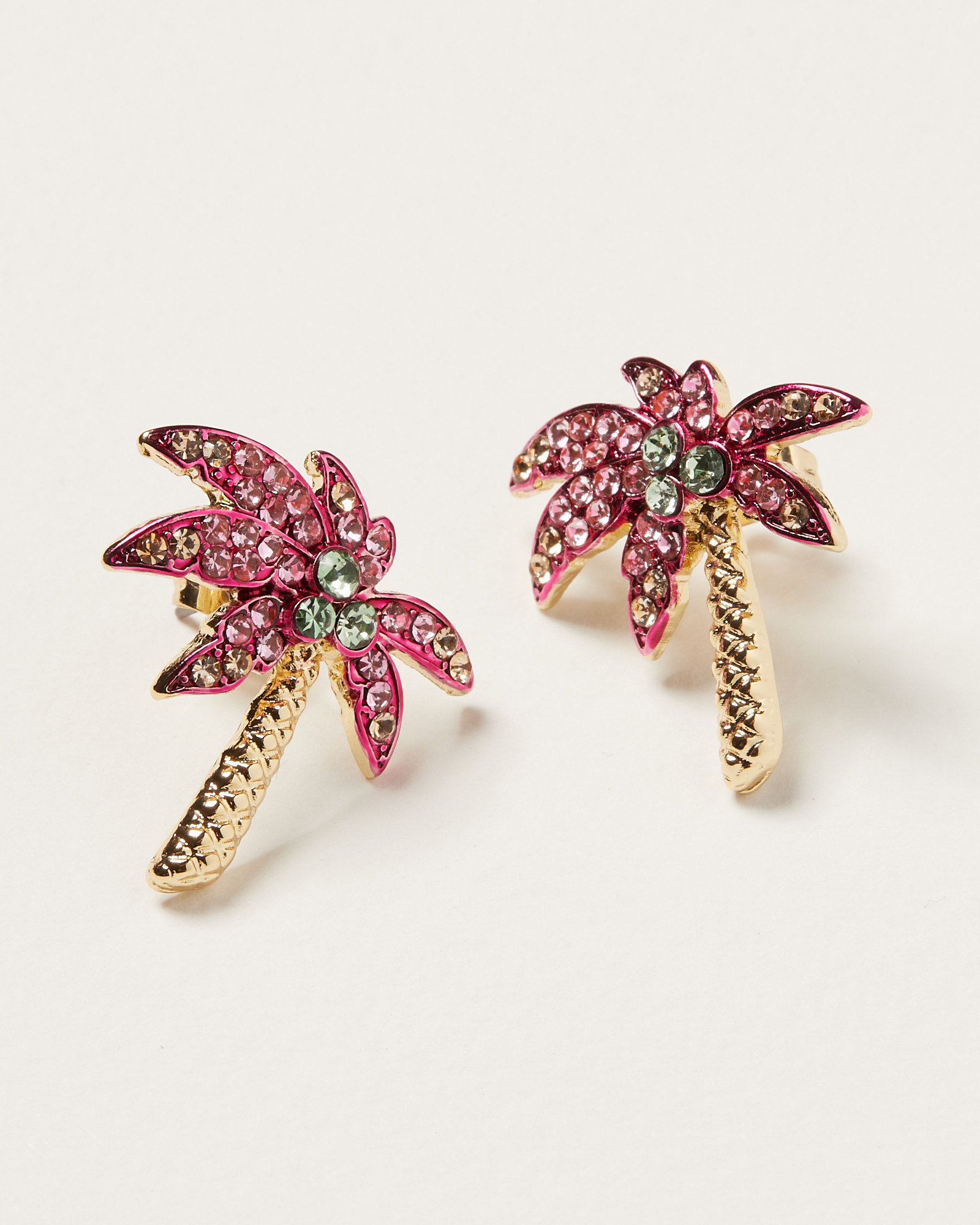 Palm Tree Jewelled Stud Earrings Oliver Bonas