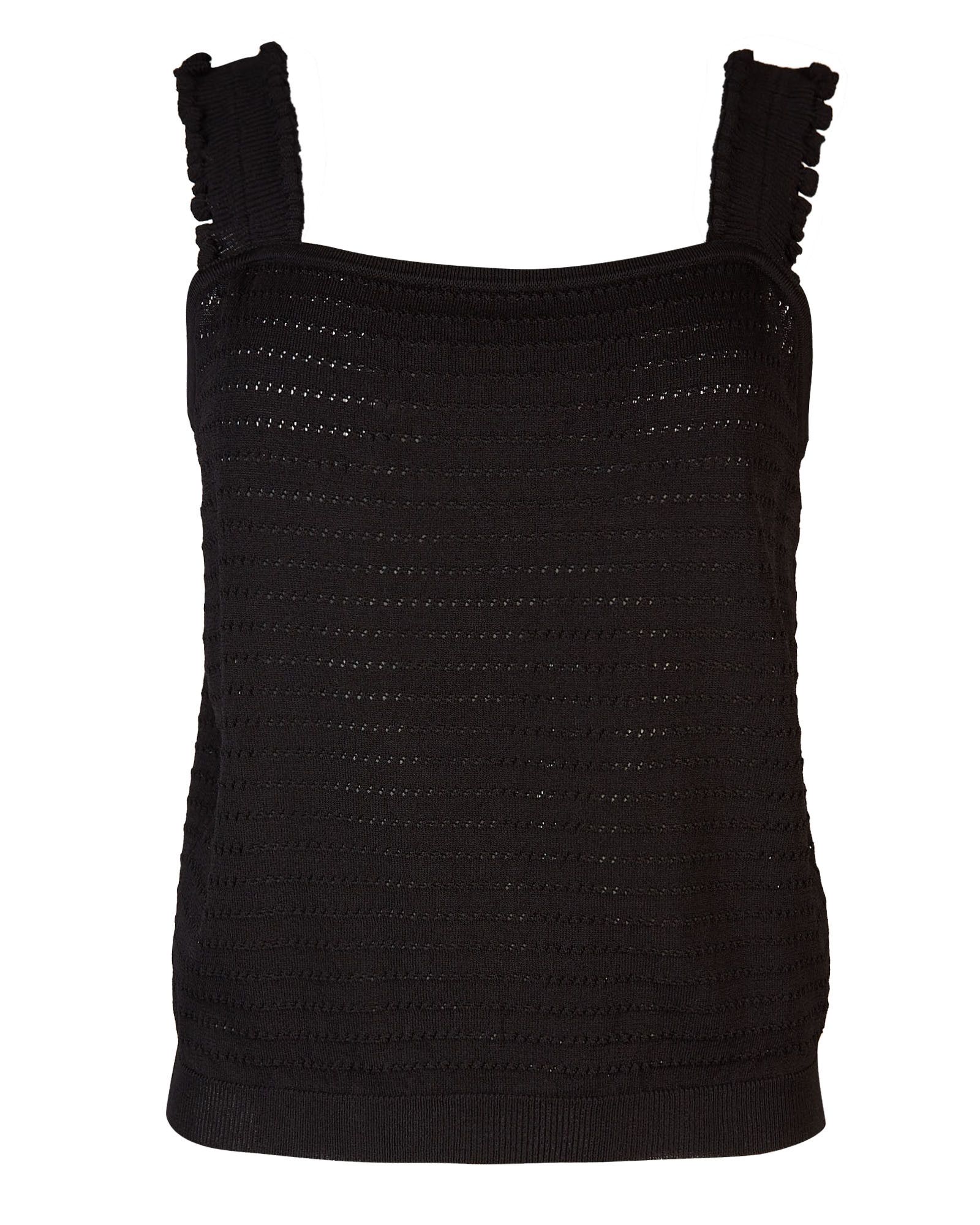 Frill Strap Black Knitted Top | Oliver Bonas
