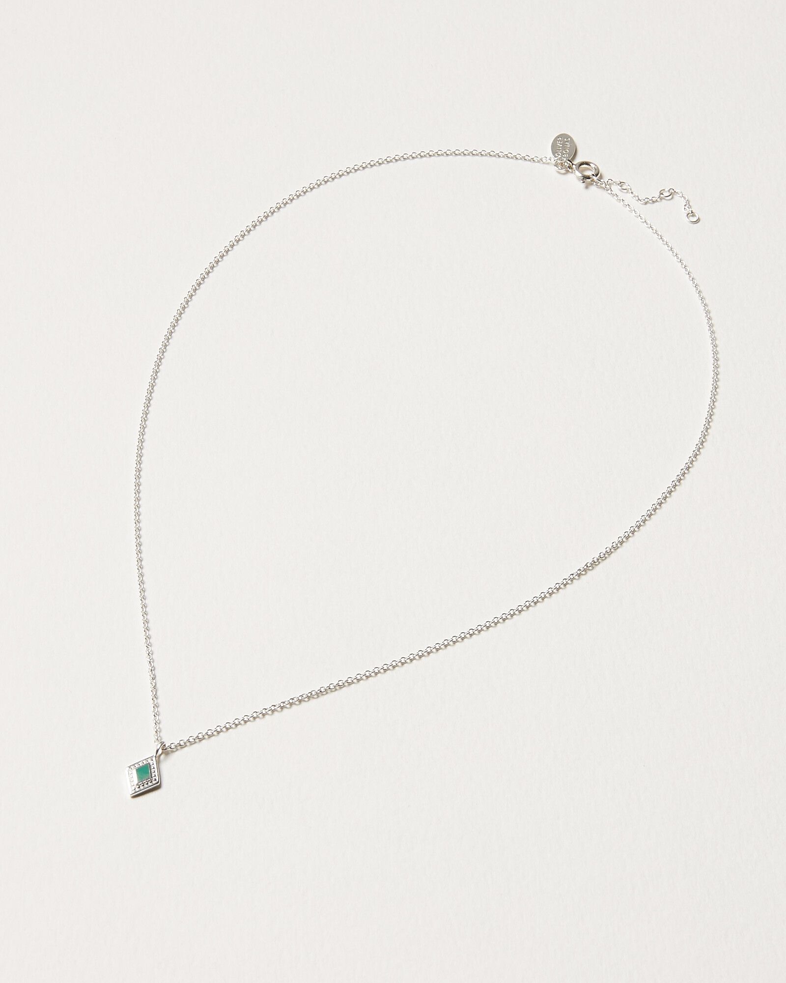 Almora Diamond Shape Drop Silver Pendant Necklace | Oliver Bonas