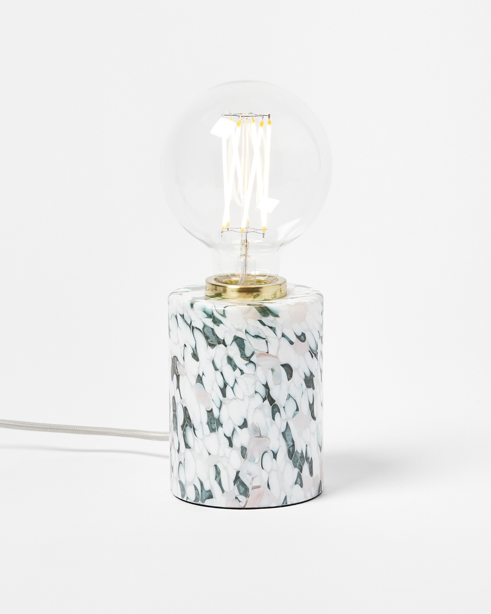 Green Glass Desk & Table Lamp Base