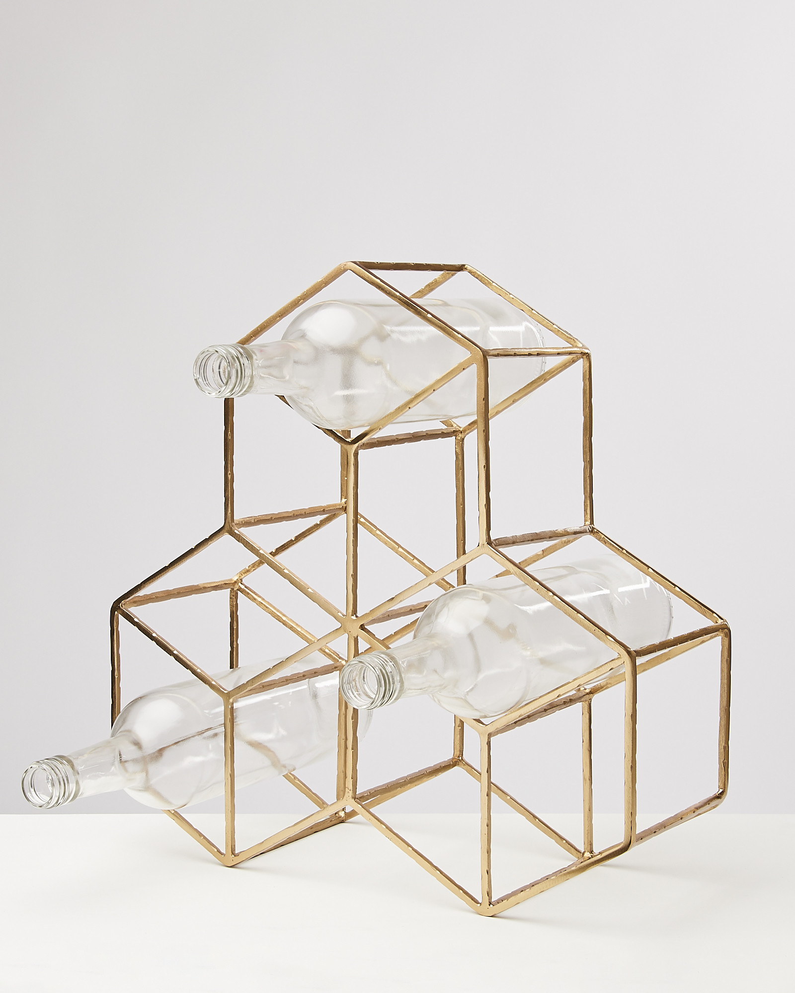 Gold Metal Hexagon Wine Rack Oliver Bonas US