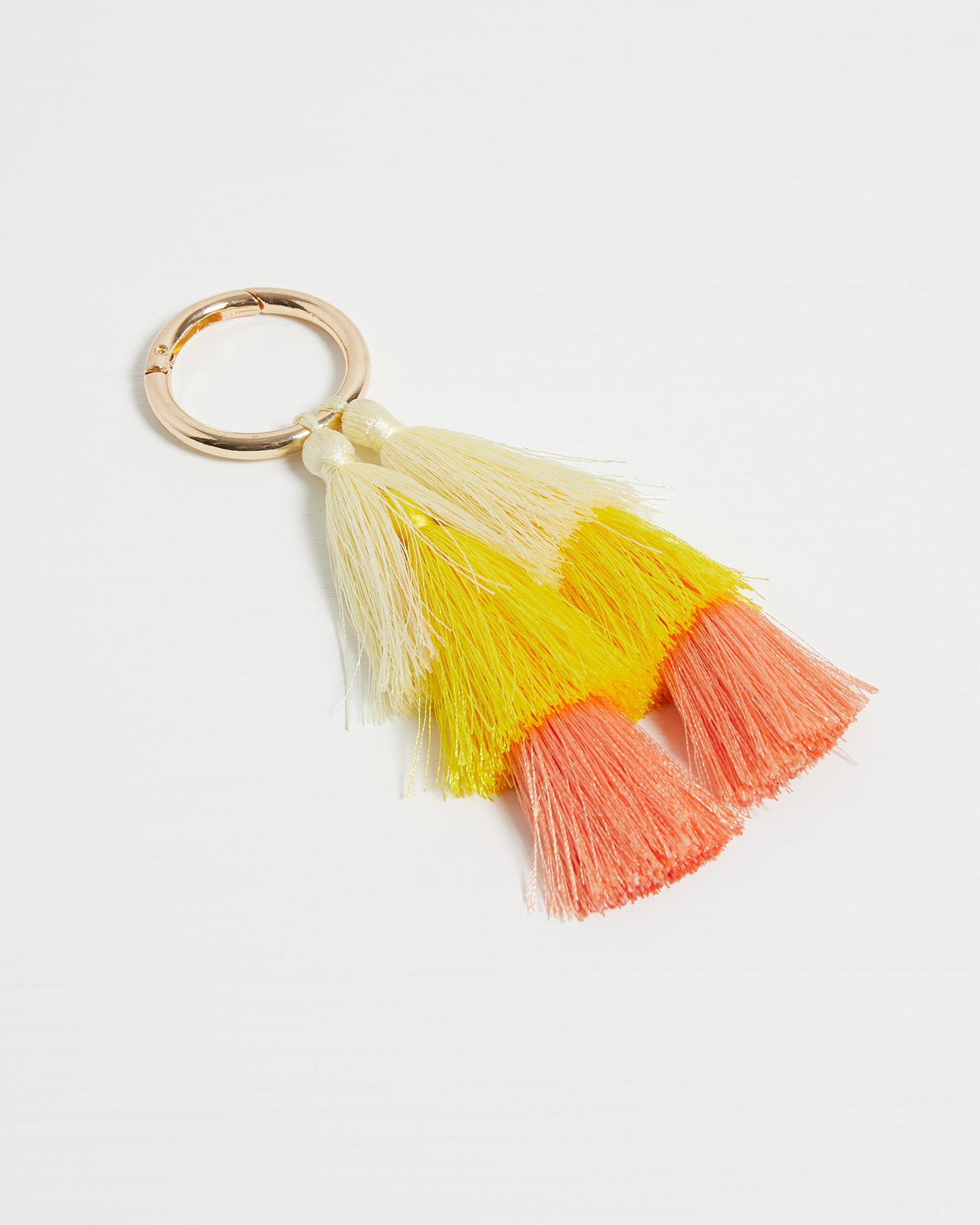Oversized Yellow Layered Tassel Keyring Oliver Bonas