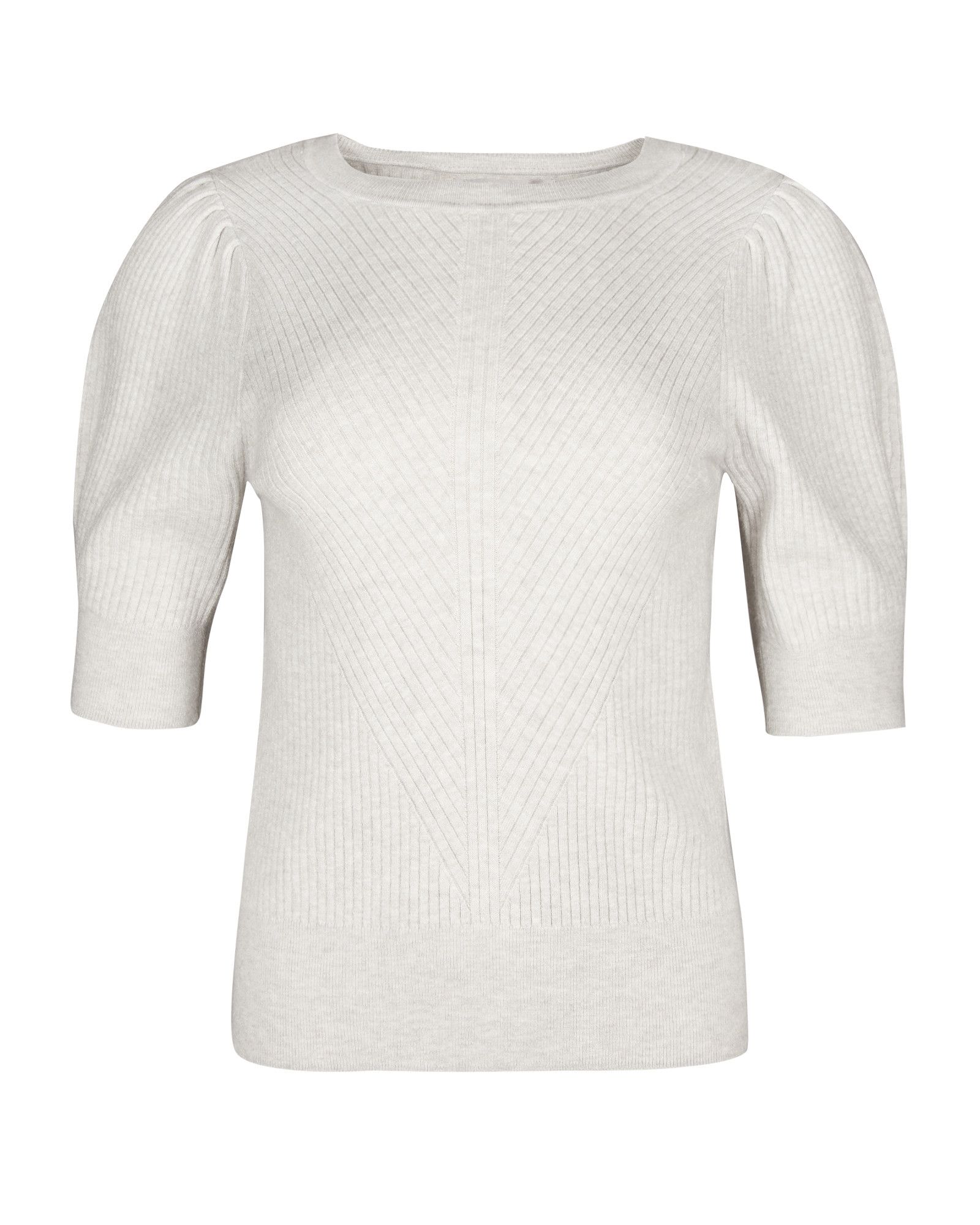 Rib Detail Grey Knitted T-Shirt | Oliver Bonas