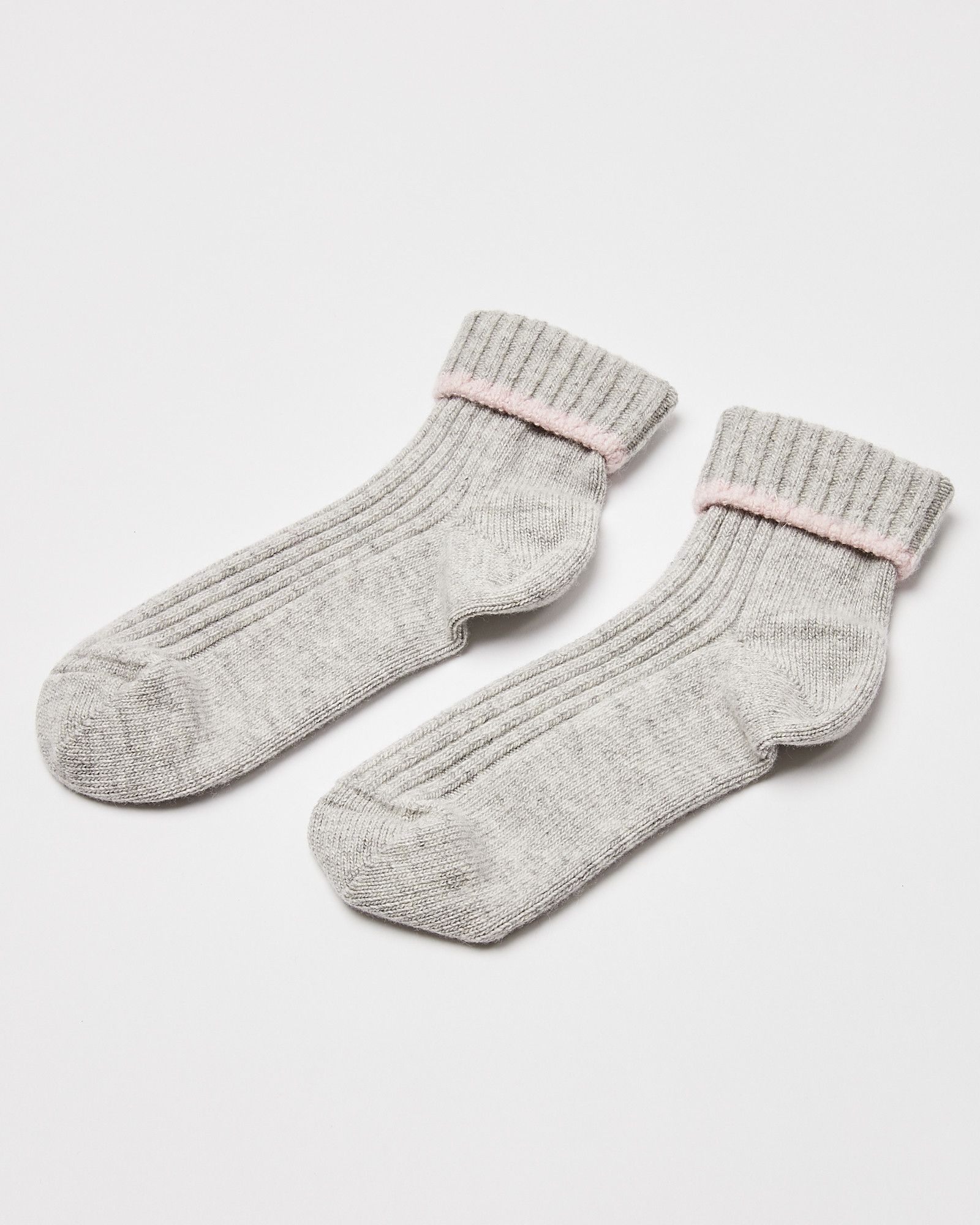 Wool & Cashmere Blend Grey Knitted Bed Socks | Oliver Bonas