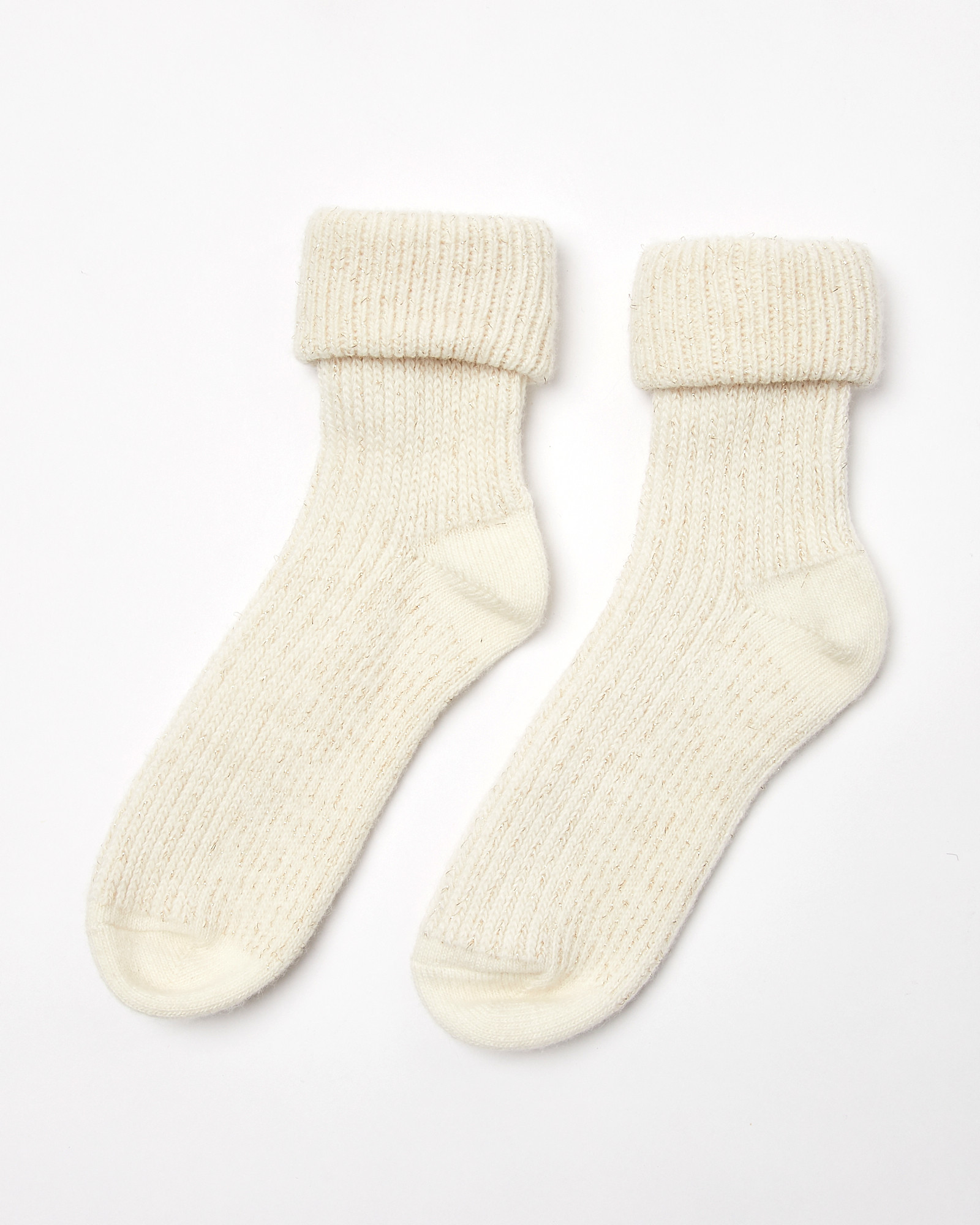 White & Shimmer Rib Knitted Bed Socks | Oliver Bonas