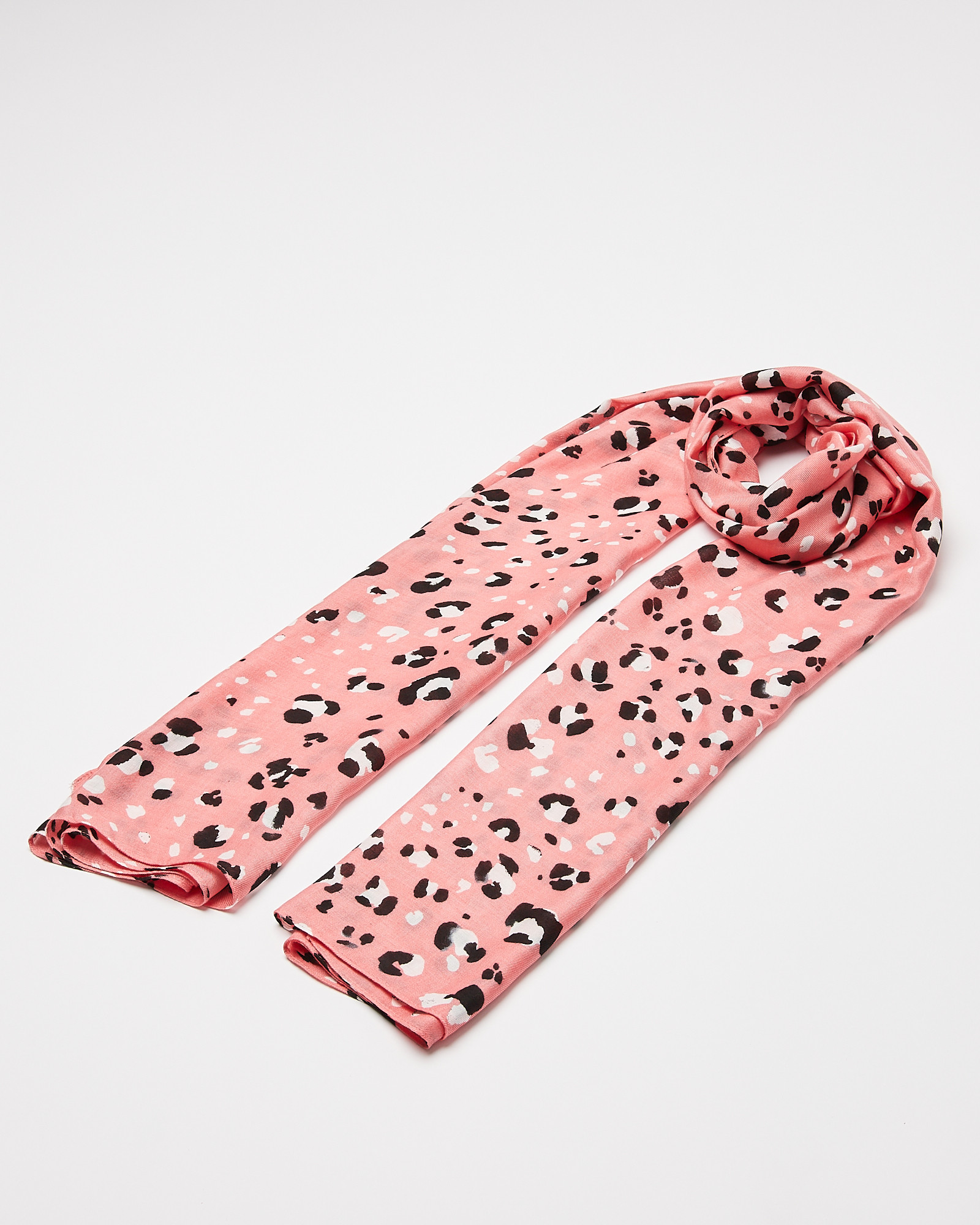 Animal Snow Leopard Print Lightweight Scarf Oliver Bonas