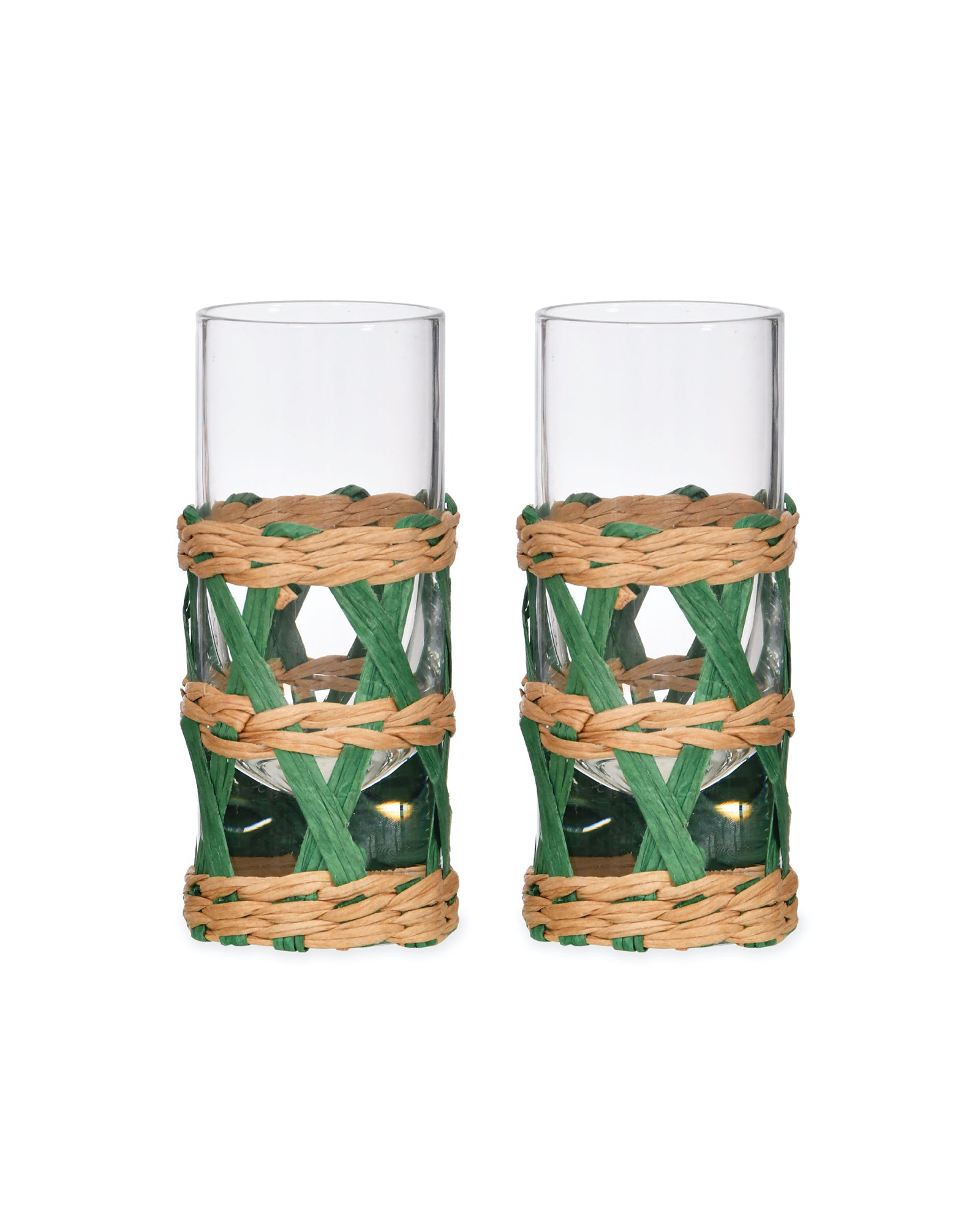 Green Rattan Shot Glasses Oliver Bonas