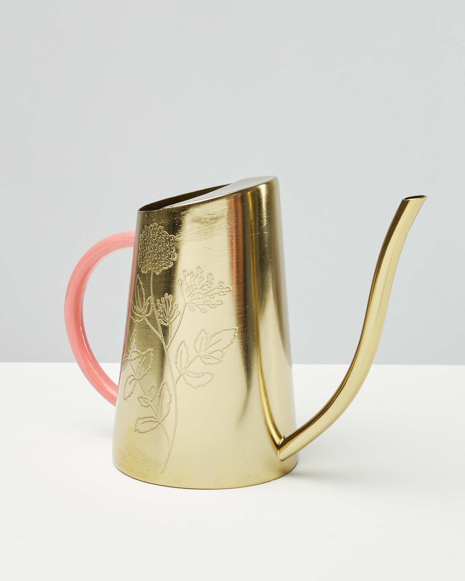 Gold & Coral Floral Etched Watering Can Small Oliver Bonas US