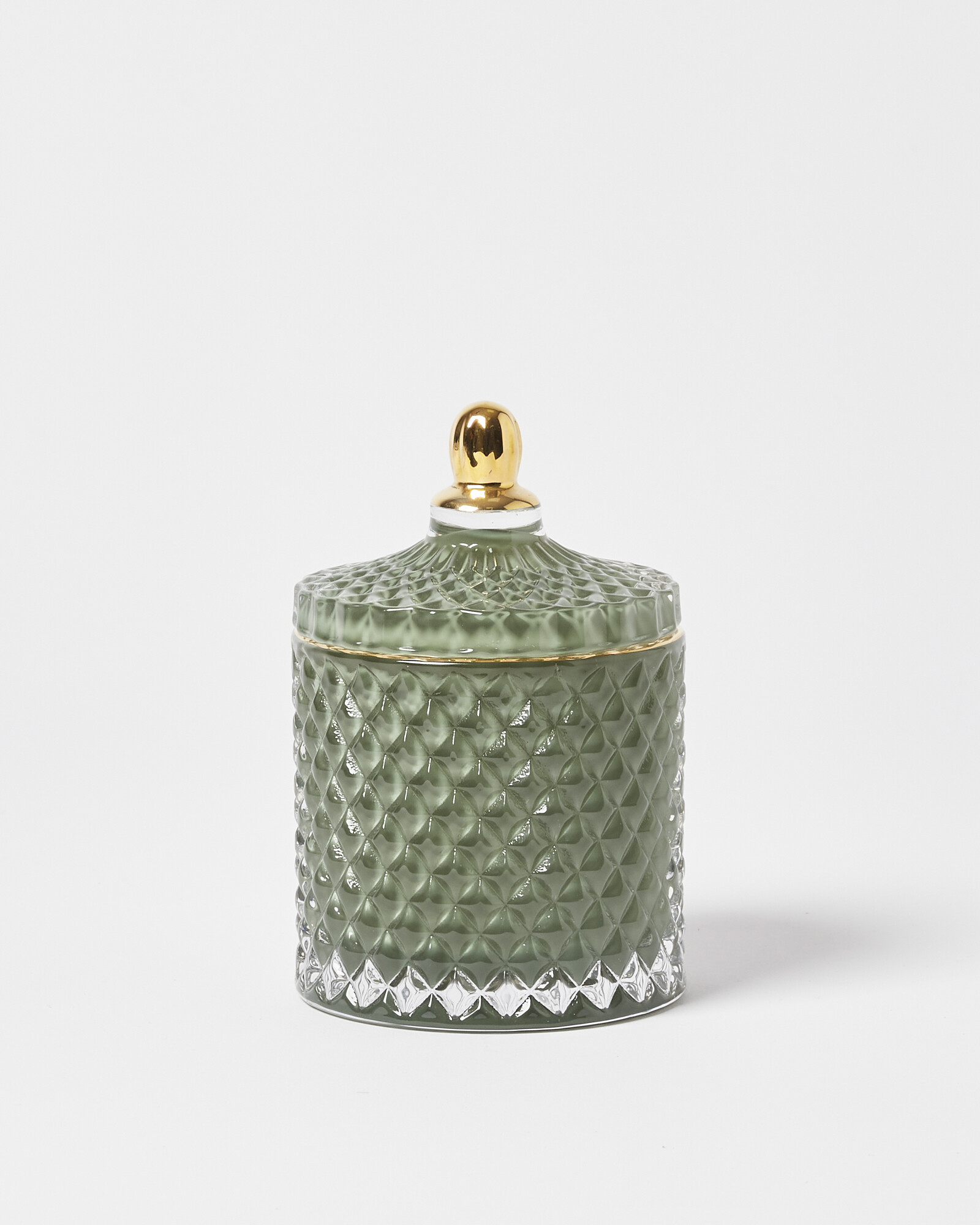 Livia Sage Green Glass Storage Pot Large Oliver Bonas