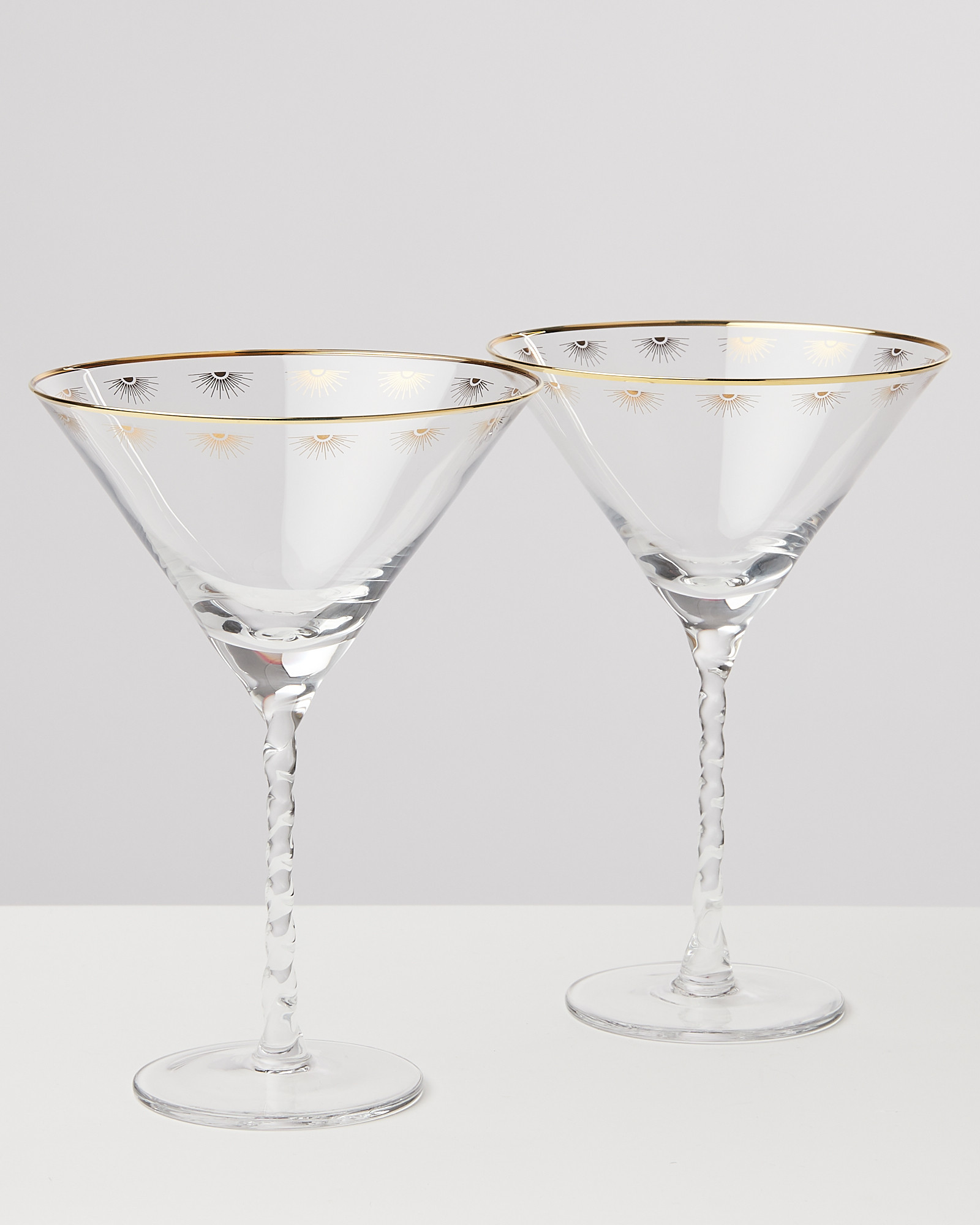 Dora Twist Stem Martini Glasses Set of Two Oliver Bonas