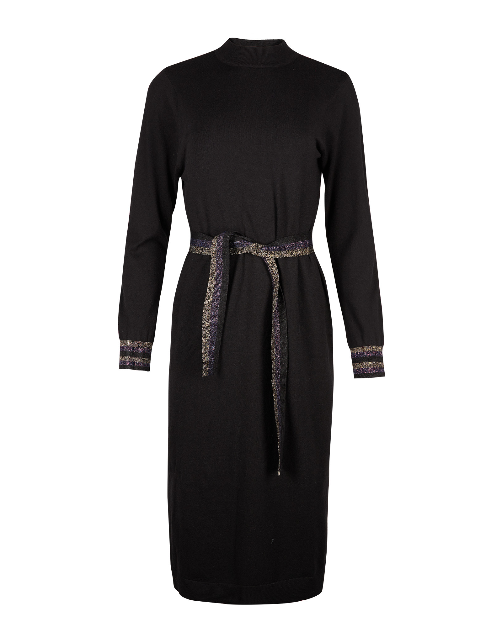Sparkle Stripe Belted Black Knitted 