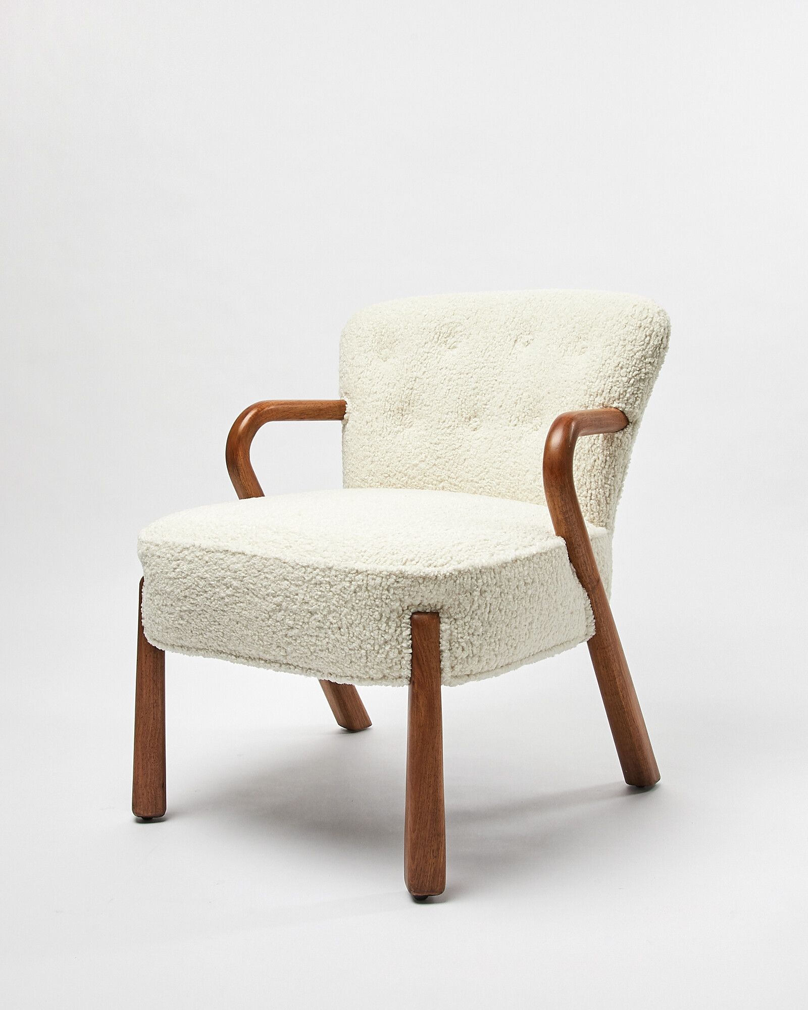 Rizado White Faux Sheepskin Boucle Armchair | Oliver Bonas