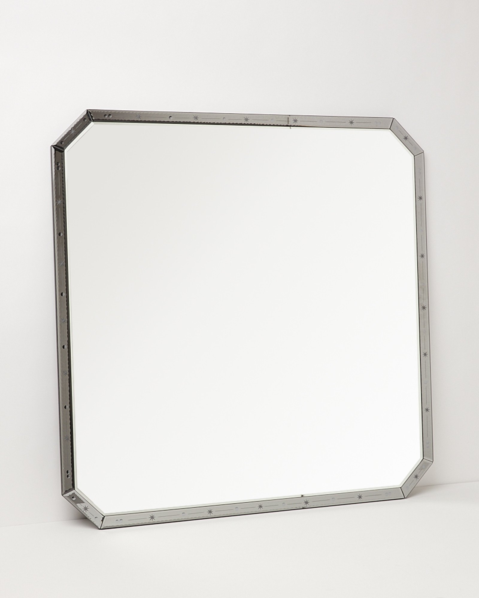 Grey Glass Wall Mirror Square Oliver Bonas
