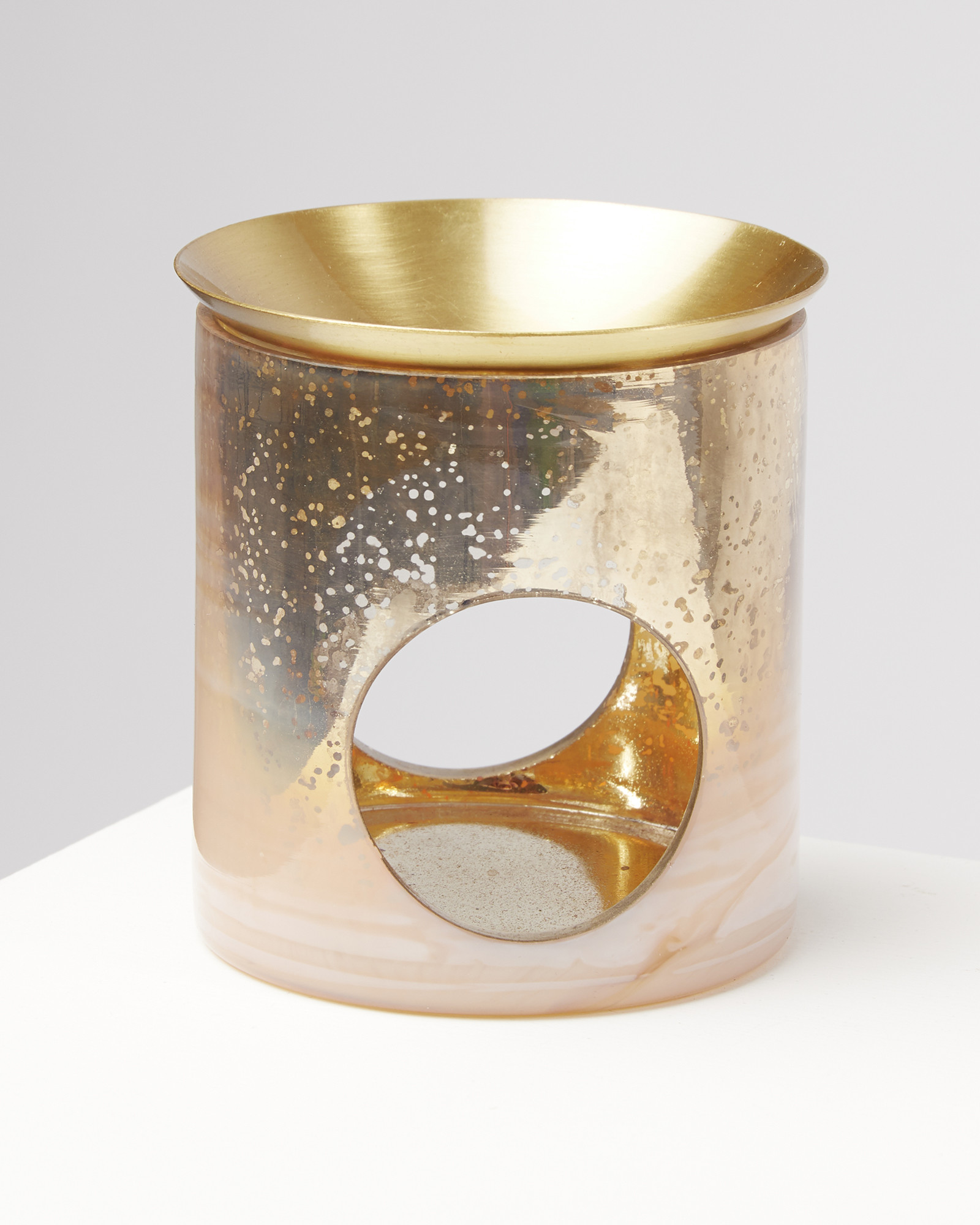 Pink Glass and Metal Oil Burner Oliver Bonas