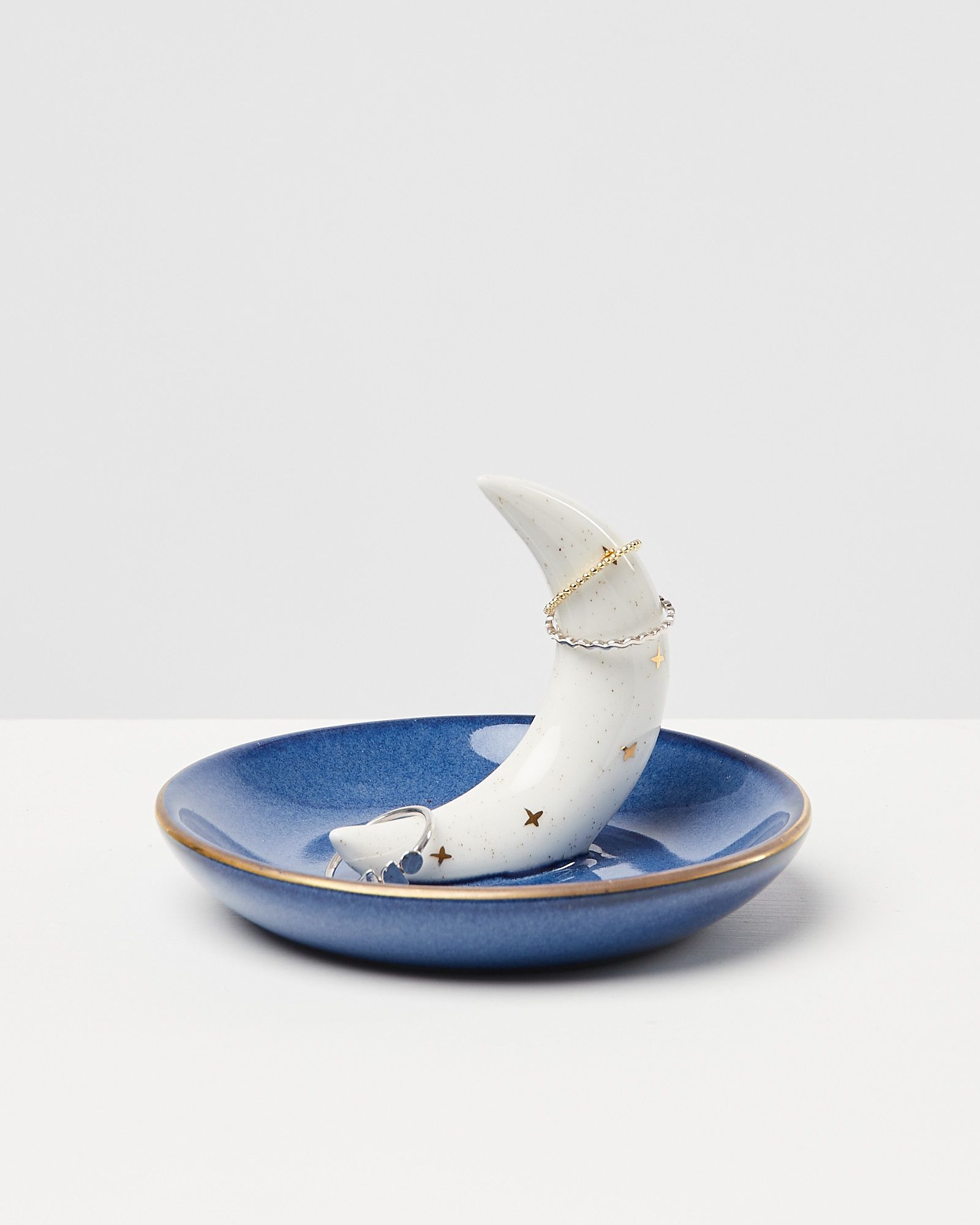 Navy Moon Ring Holder Trinket Dish | Oliver Bonas