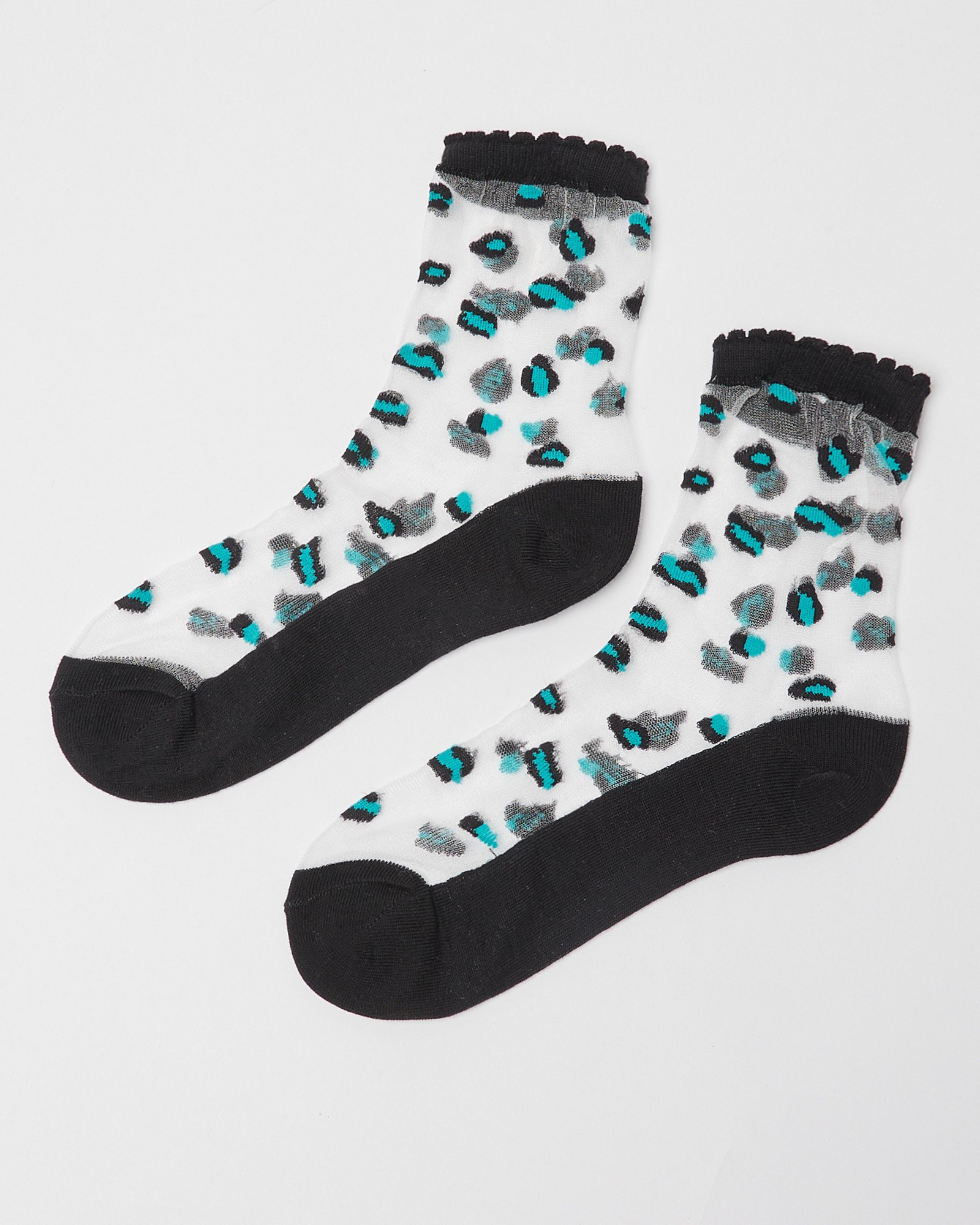 All Over Animal Sheer Black Ankle Socks Oliver Bonas