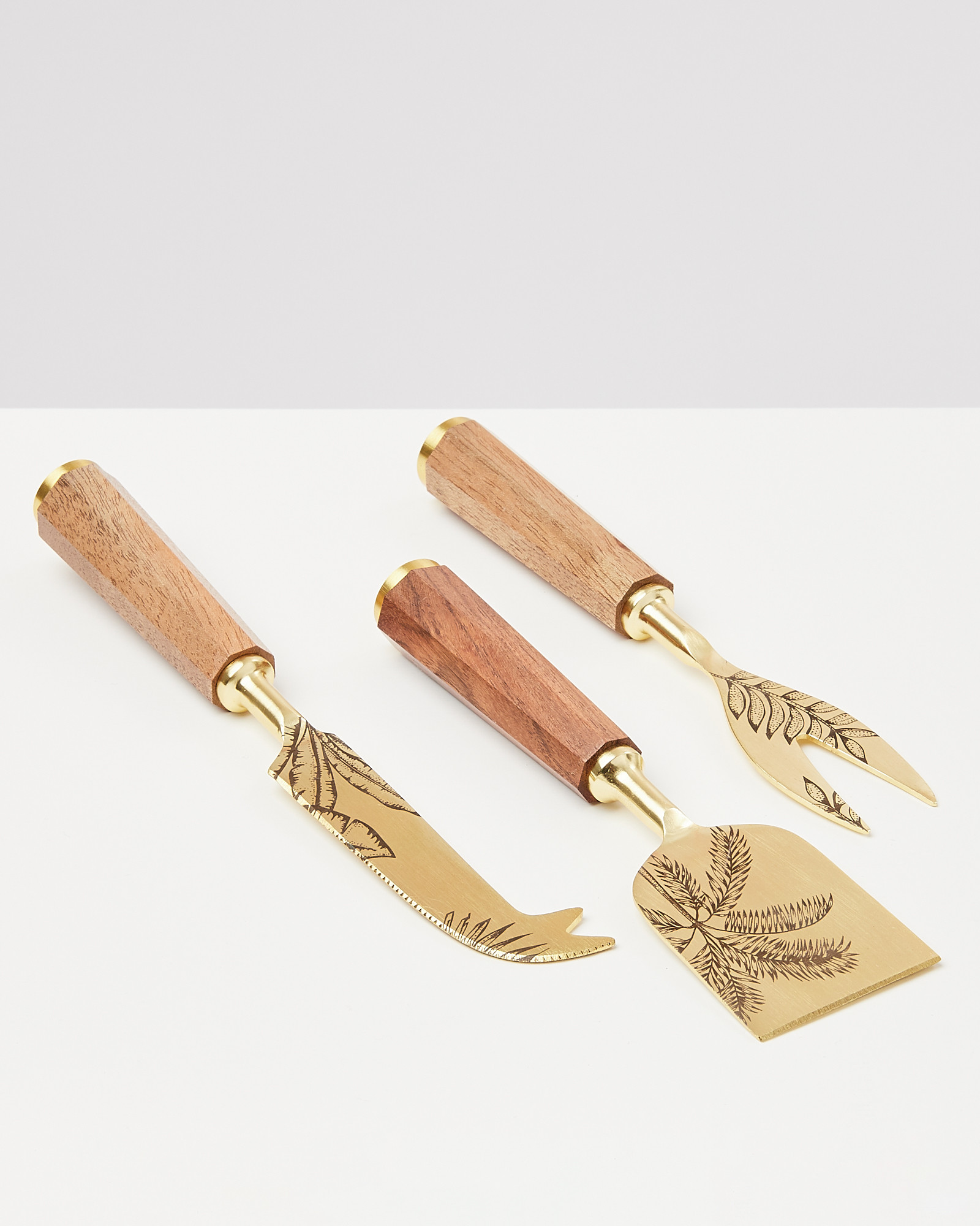 Etched Palm Cheese Knives Set of Three Oliver Bonas