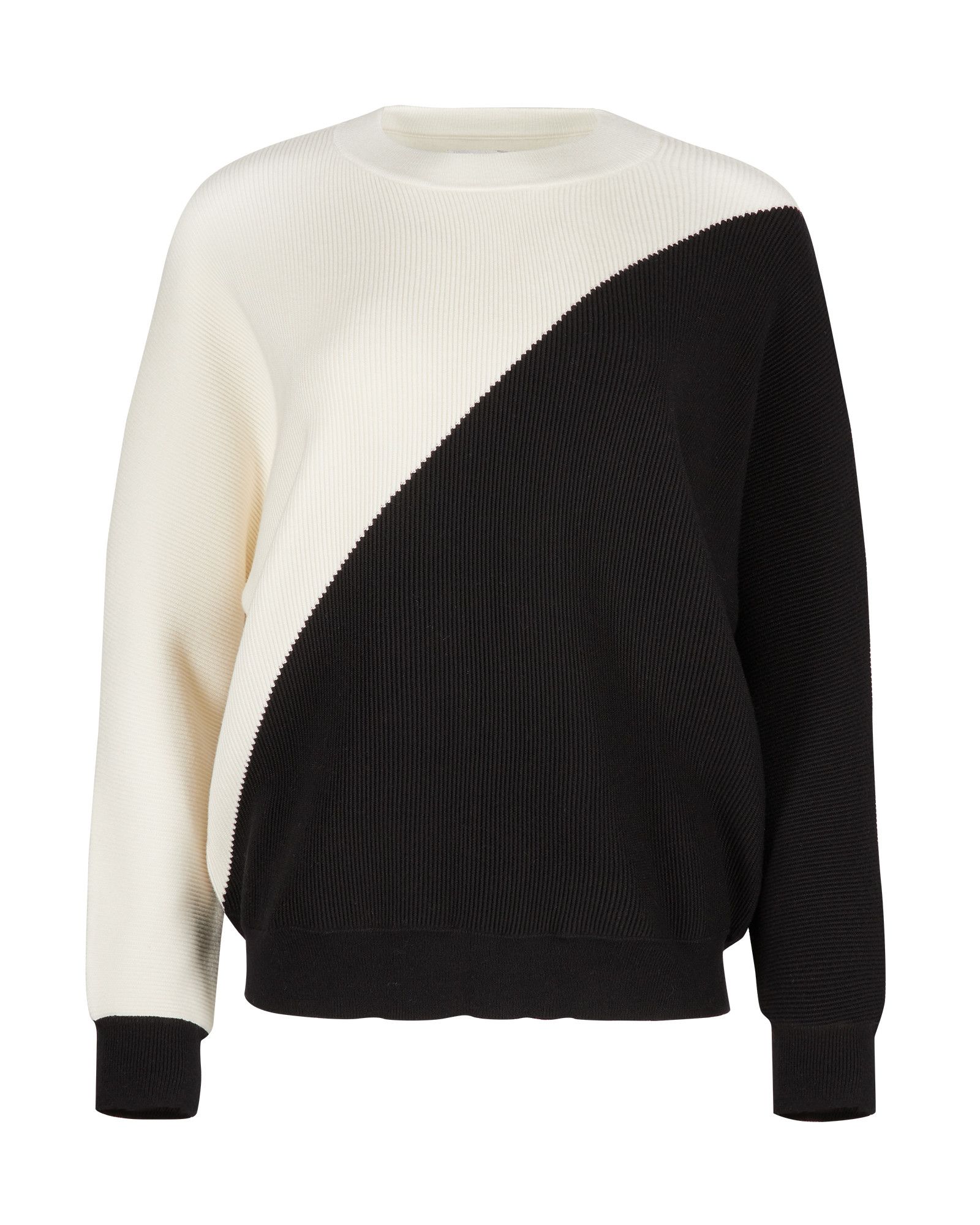 Diagonal Contrast Black & White Knitted Jumper | Oliver Bonas