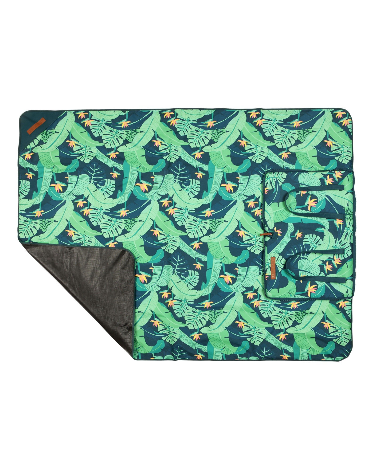 Green Tropical Palm Print Picnic Blanket Oliver Bonas