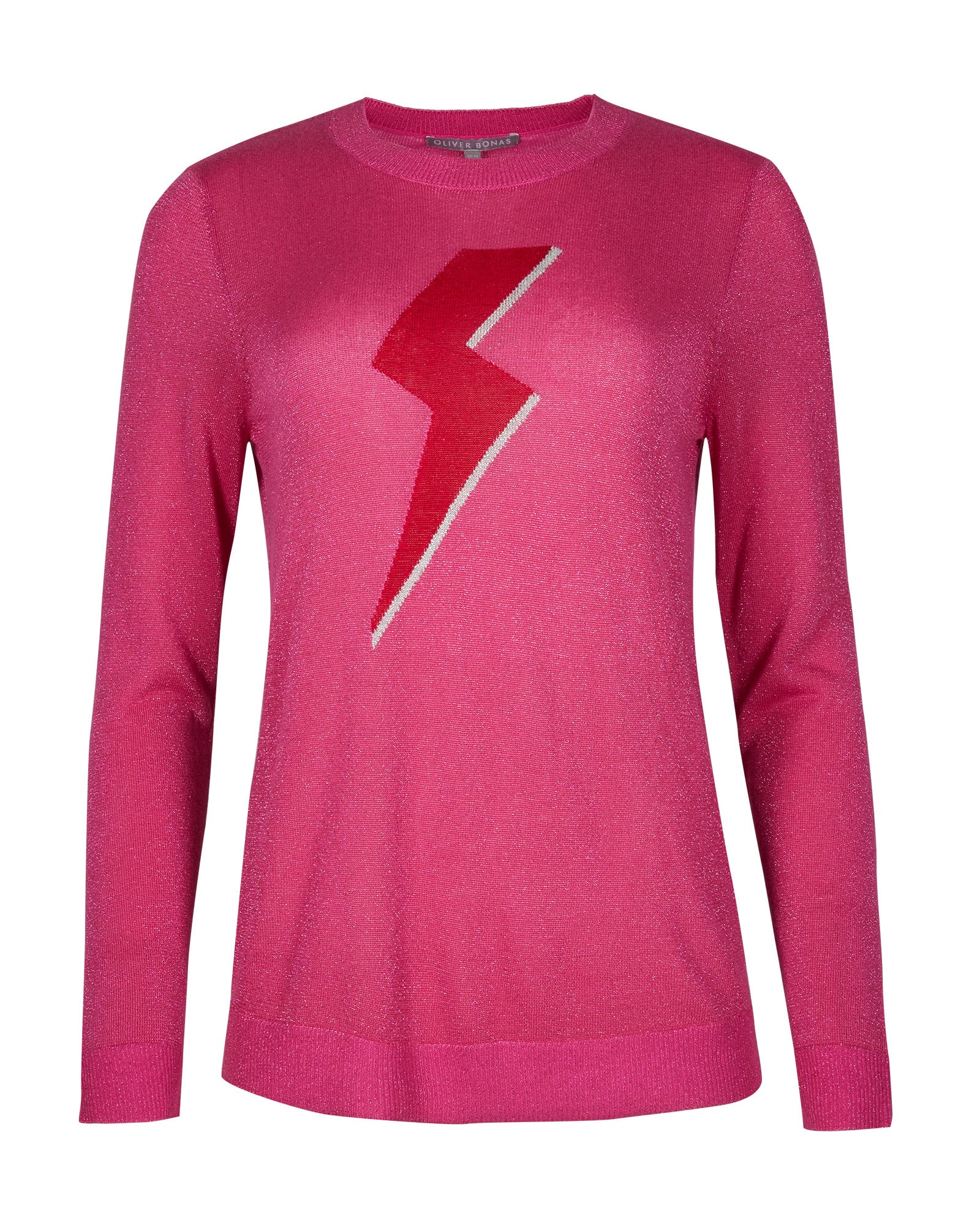 Shimmer Lightning Bolt Pink Knitted Jumper | Oliver Bonas
