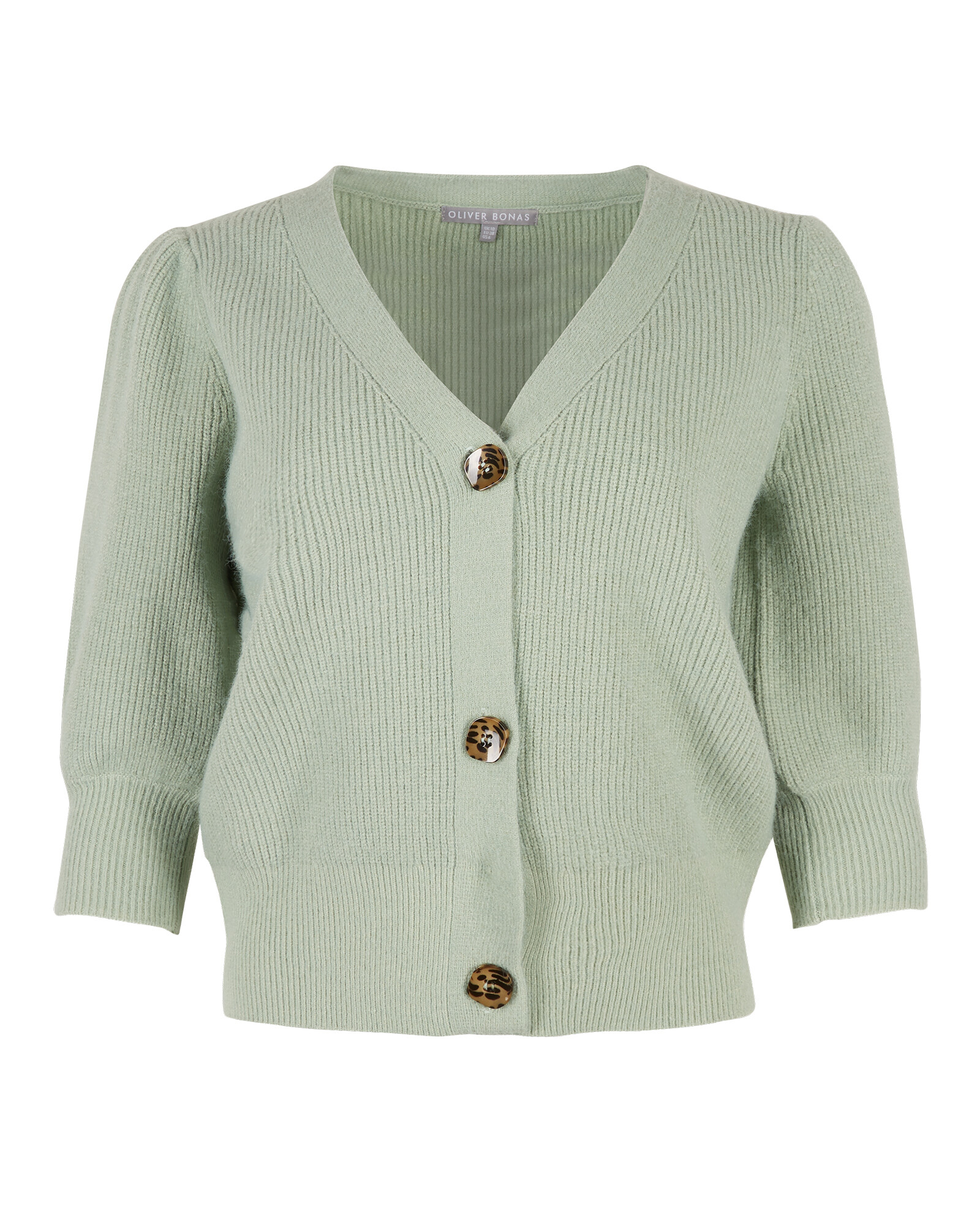 Button Through Sage Green Knitted Cardigan Oliver Bonas