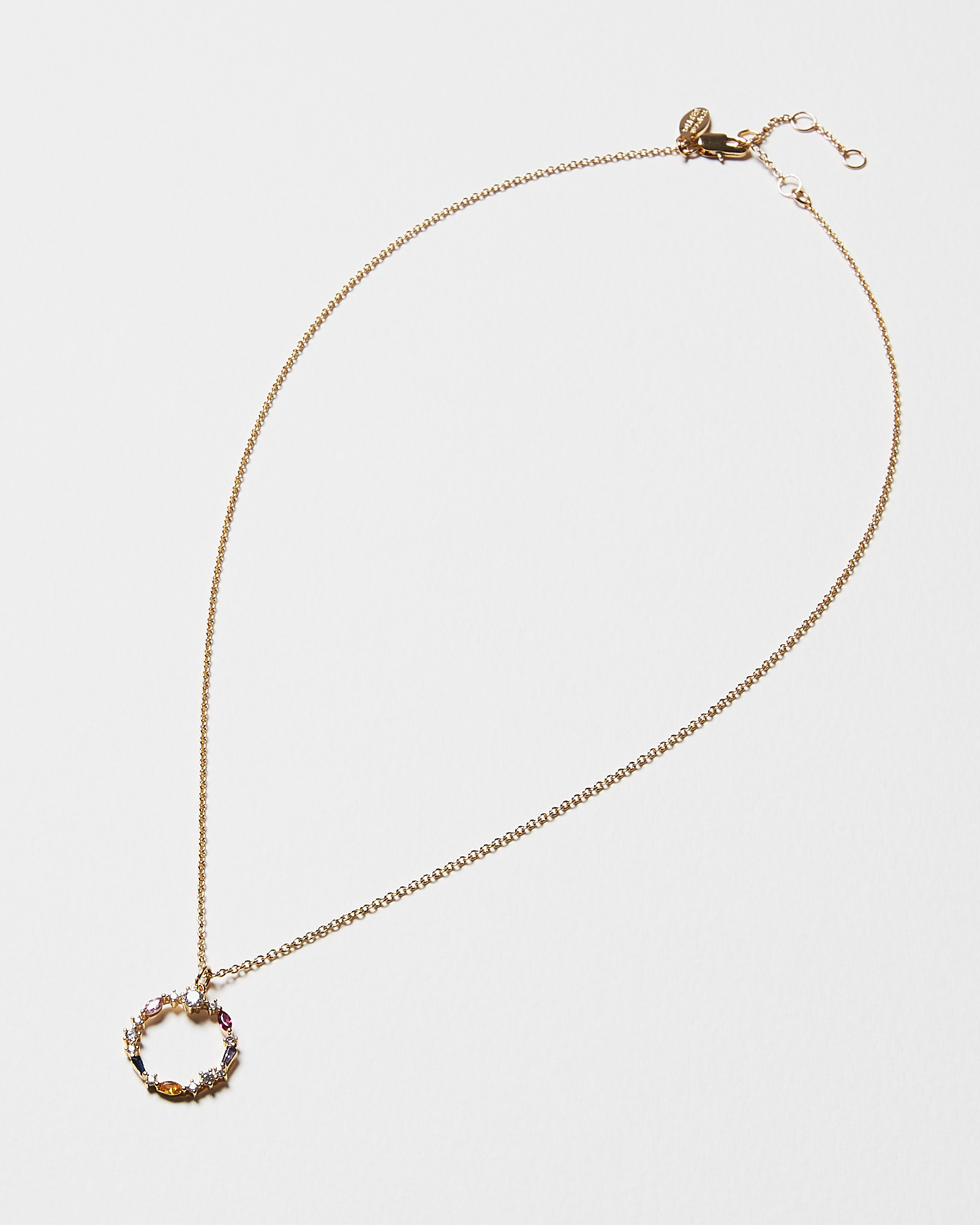 Jinx Loop & Gem Inlay Pendant Necklace Oliver Bonas