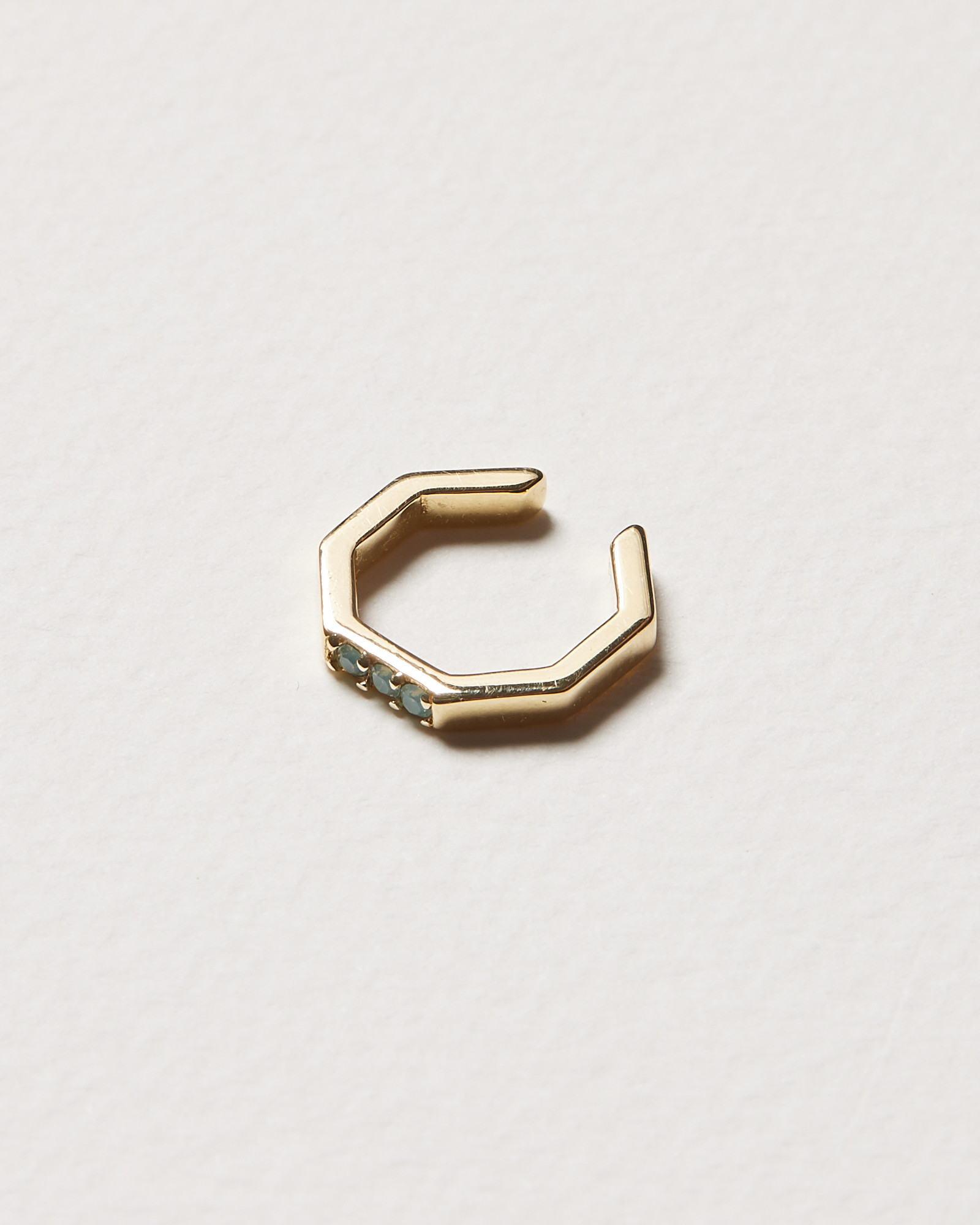 Sierra Octagonal Gem Detail Gold Plated Ear Cuff Oliver Bonas