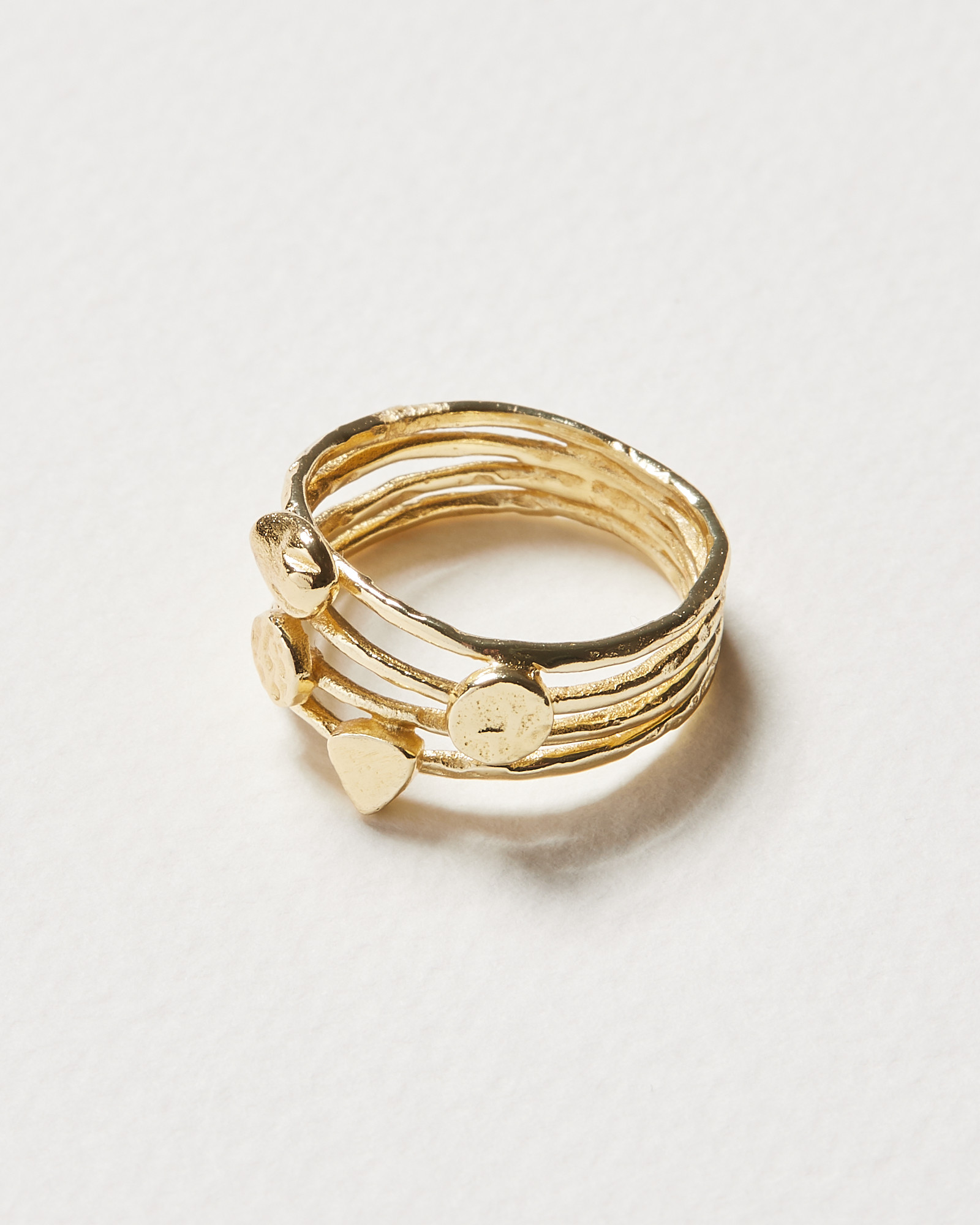 Amaranth Nugget & Multirow Gold Plated Statement Ring Oliver Bonas