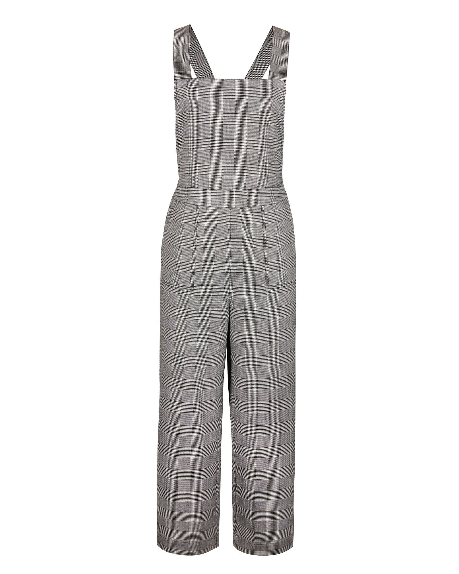 Checked Black Dungaree Jumpsuit Oliver Bonas