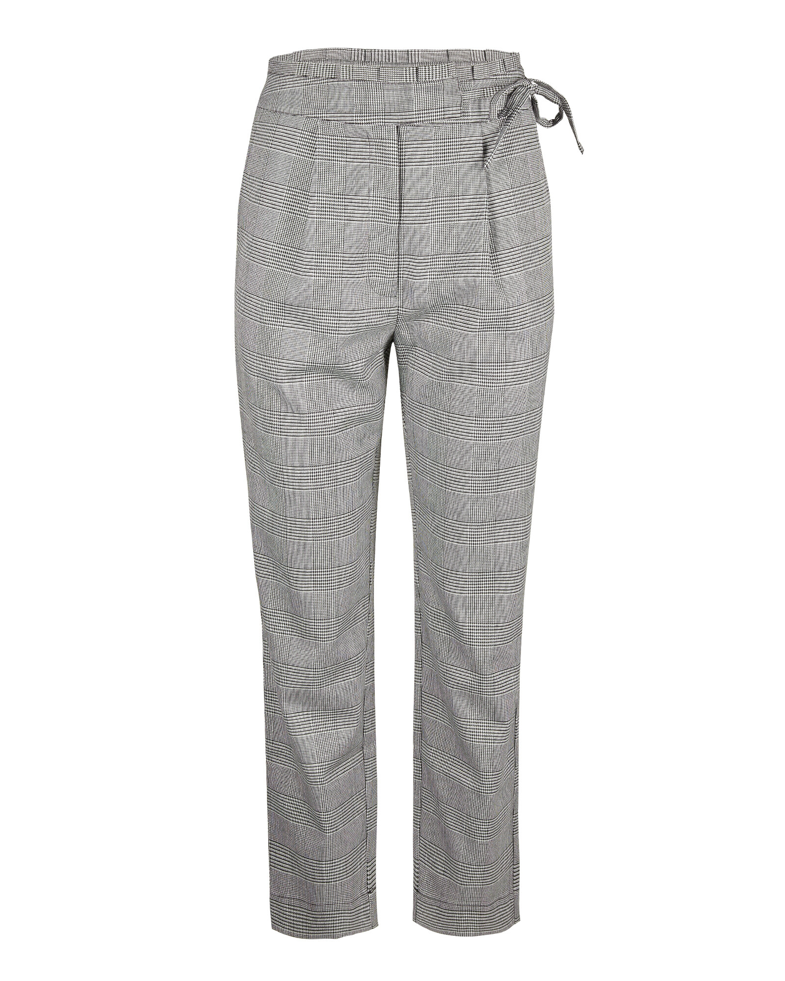 Wide Leg Checked Trouser in Black and White