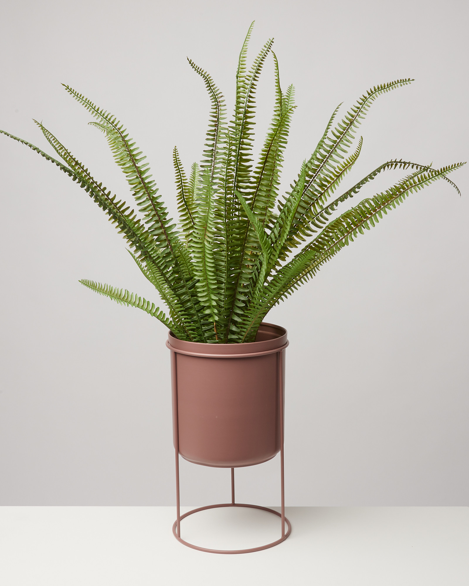 Dusty Pink Iron Plant Pot & Stand Oliver Bonas