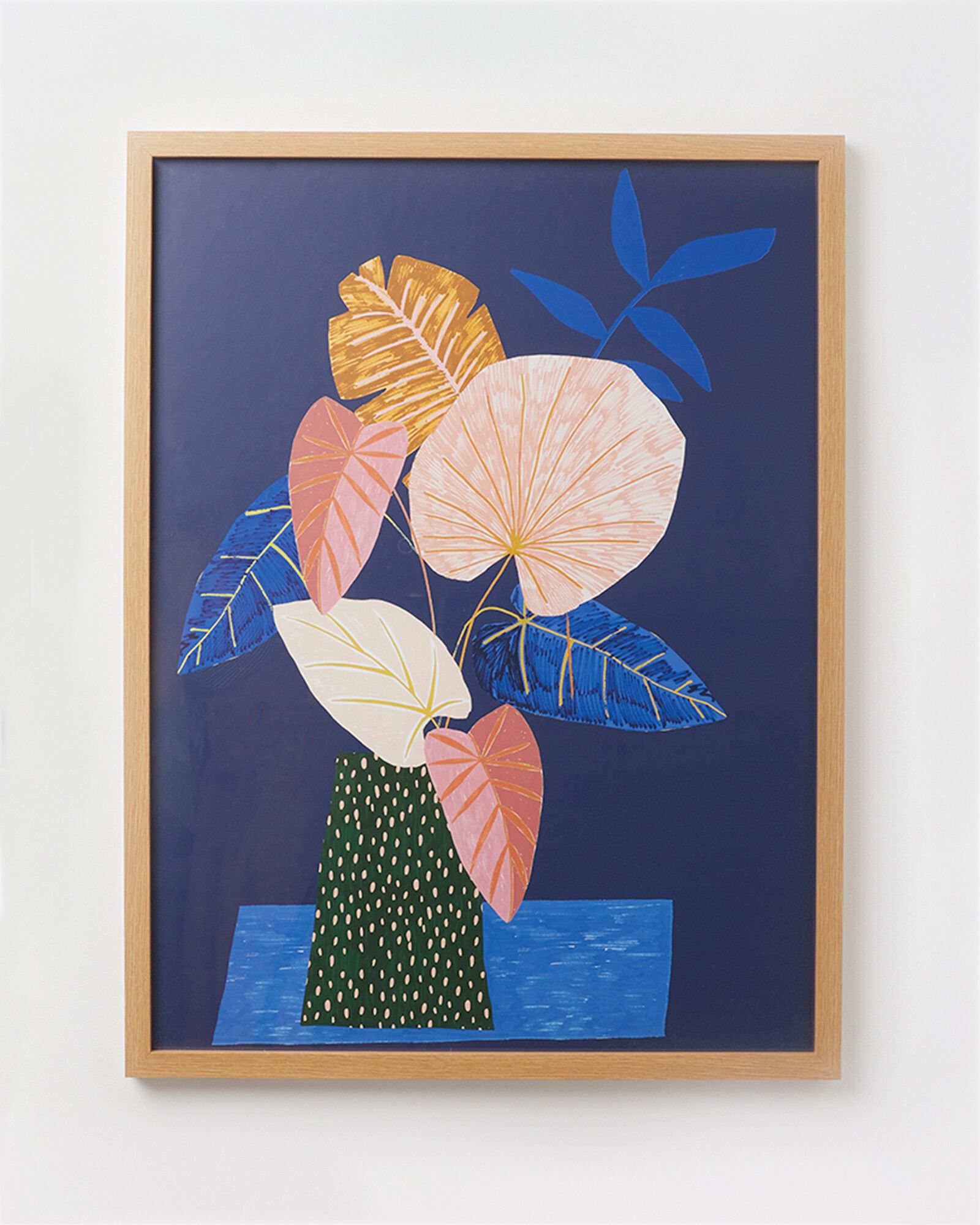 Iro Leaf Blue Framed Wall Art Large | Oliver Bonas