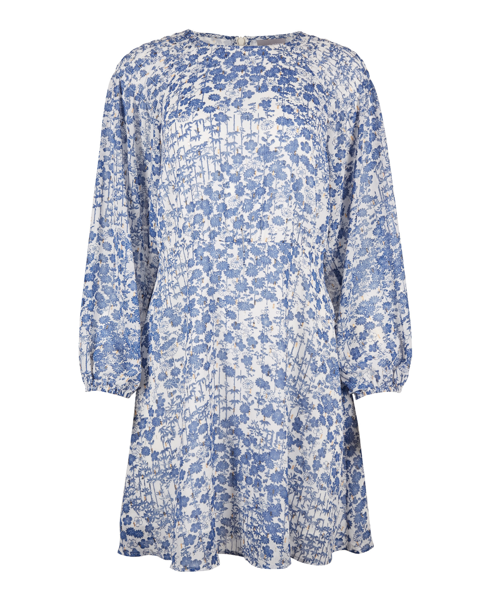 Bamboo Floral Print Blue Mini Dress Oliver Bonas