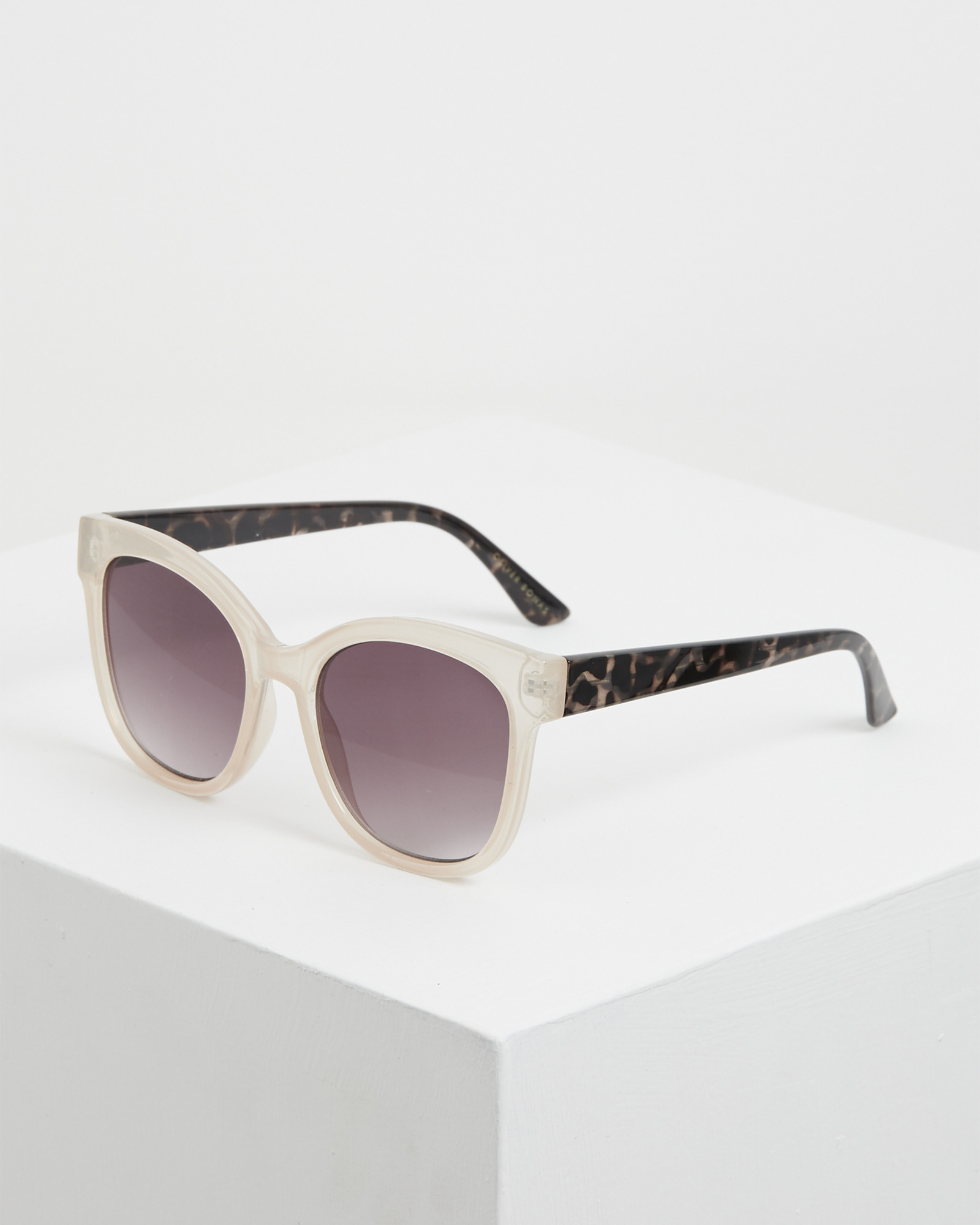 White & Faux Tortoiseshell Arm Square Sunglasses Oliver Bonas