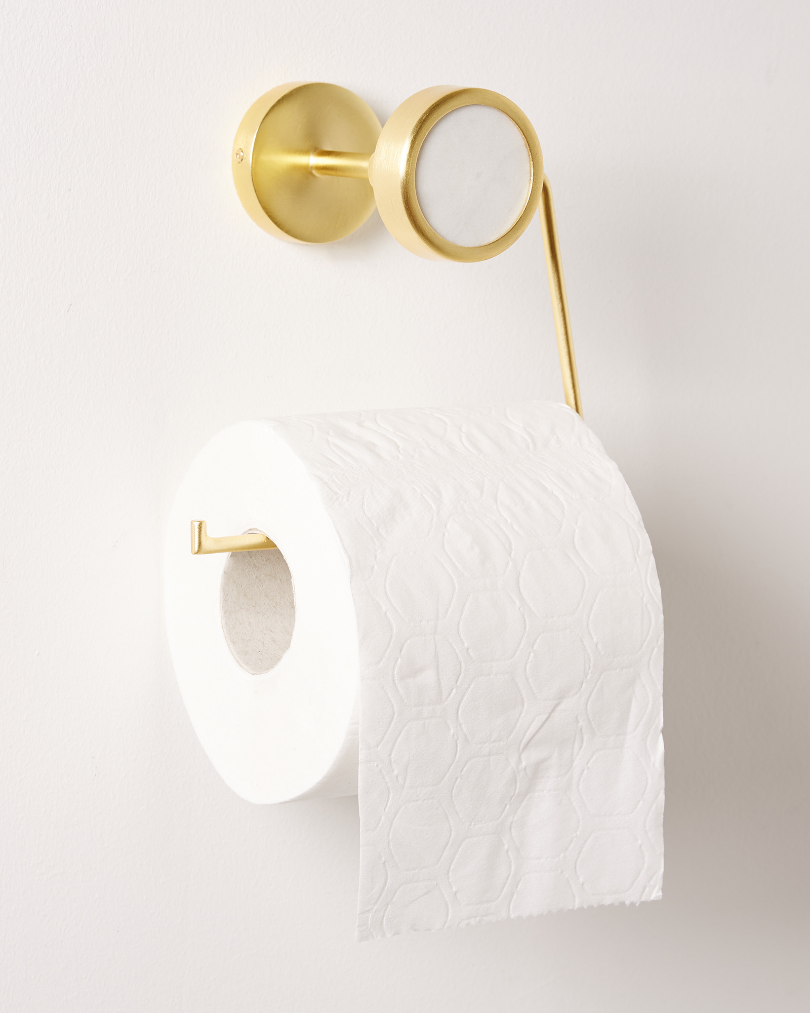 Gold Metal & Marble Toilet Roll Holder Oliver Bonas