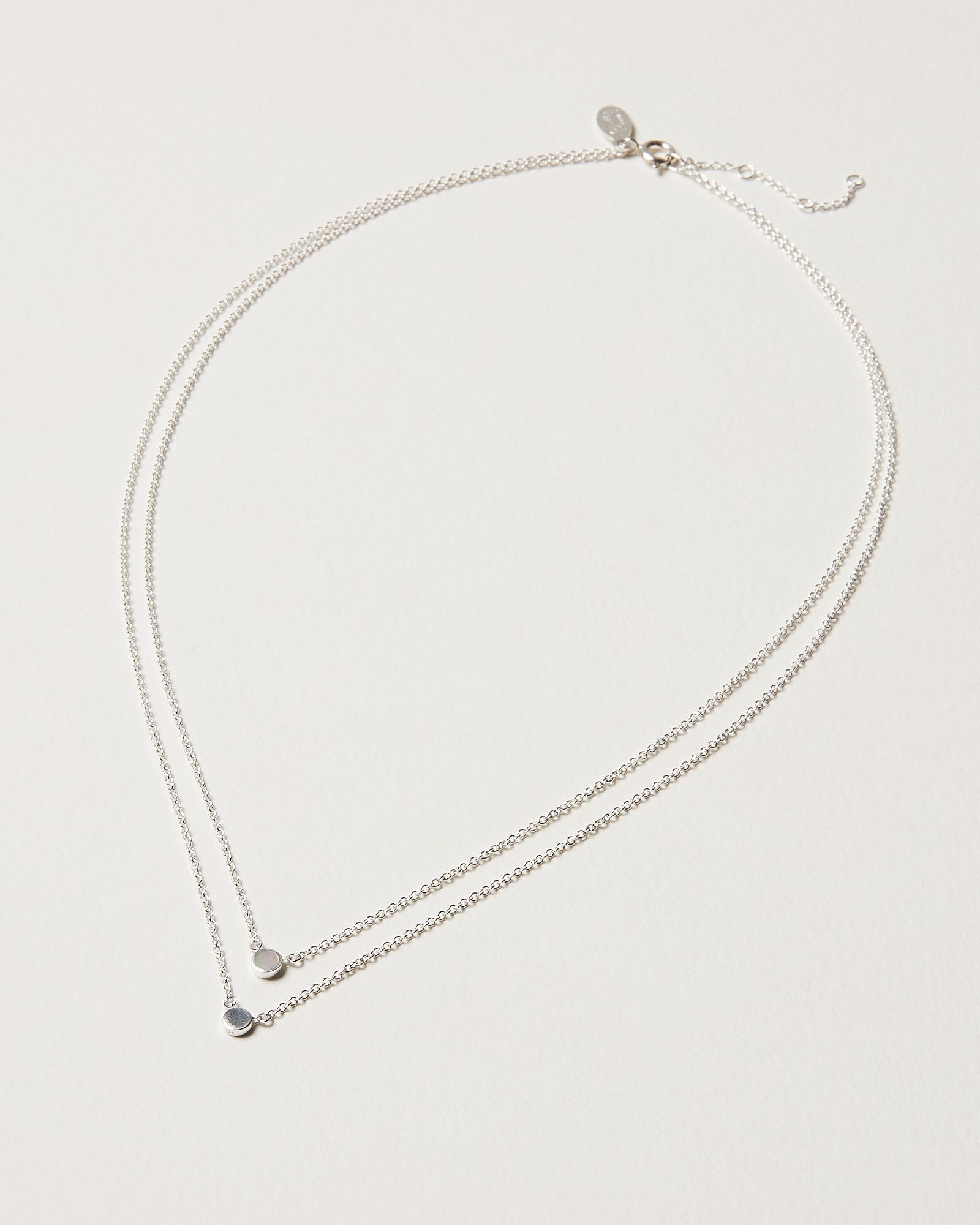 Briar Dot Disc Mother of Pearl & Silver Layered Chain Necklace | Oliver ...
