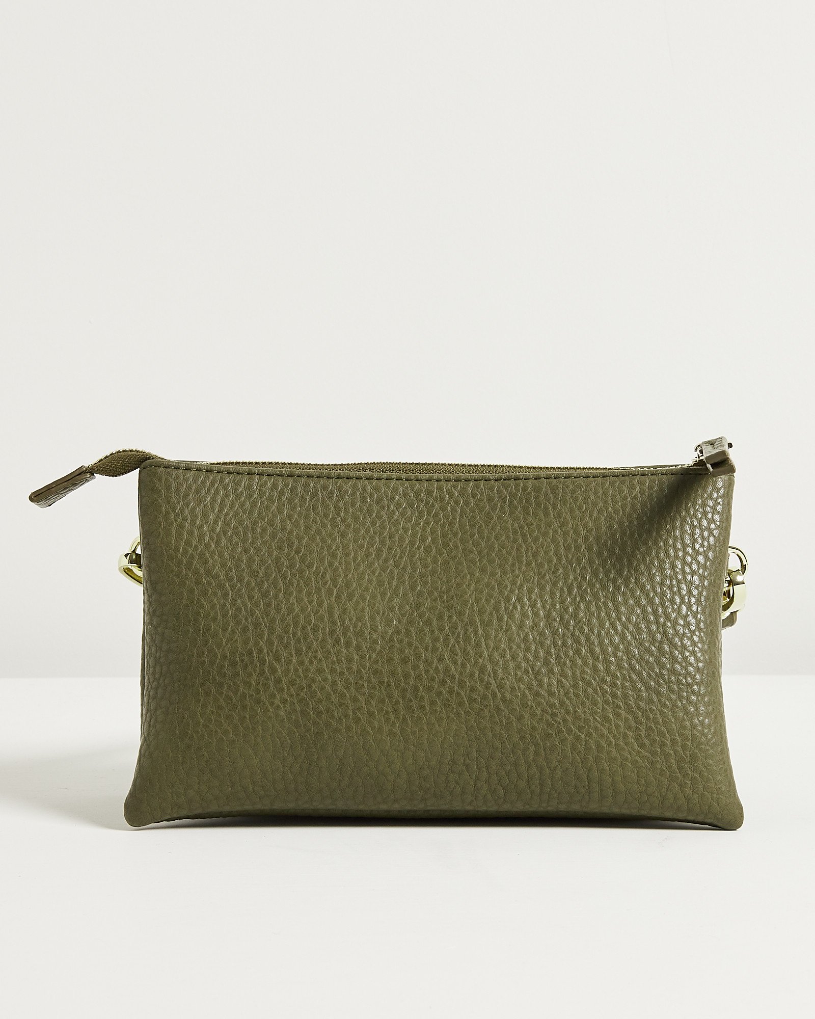 Dina Double Pocket Khaki Green Crossbody Bag Oliver Bonas