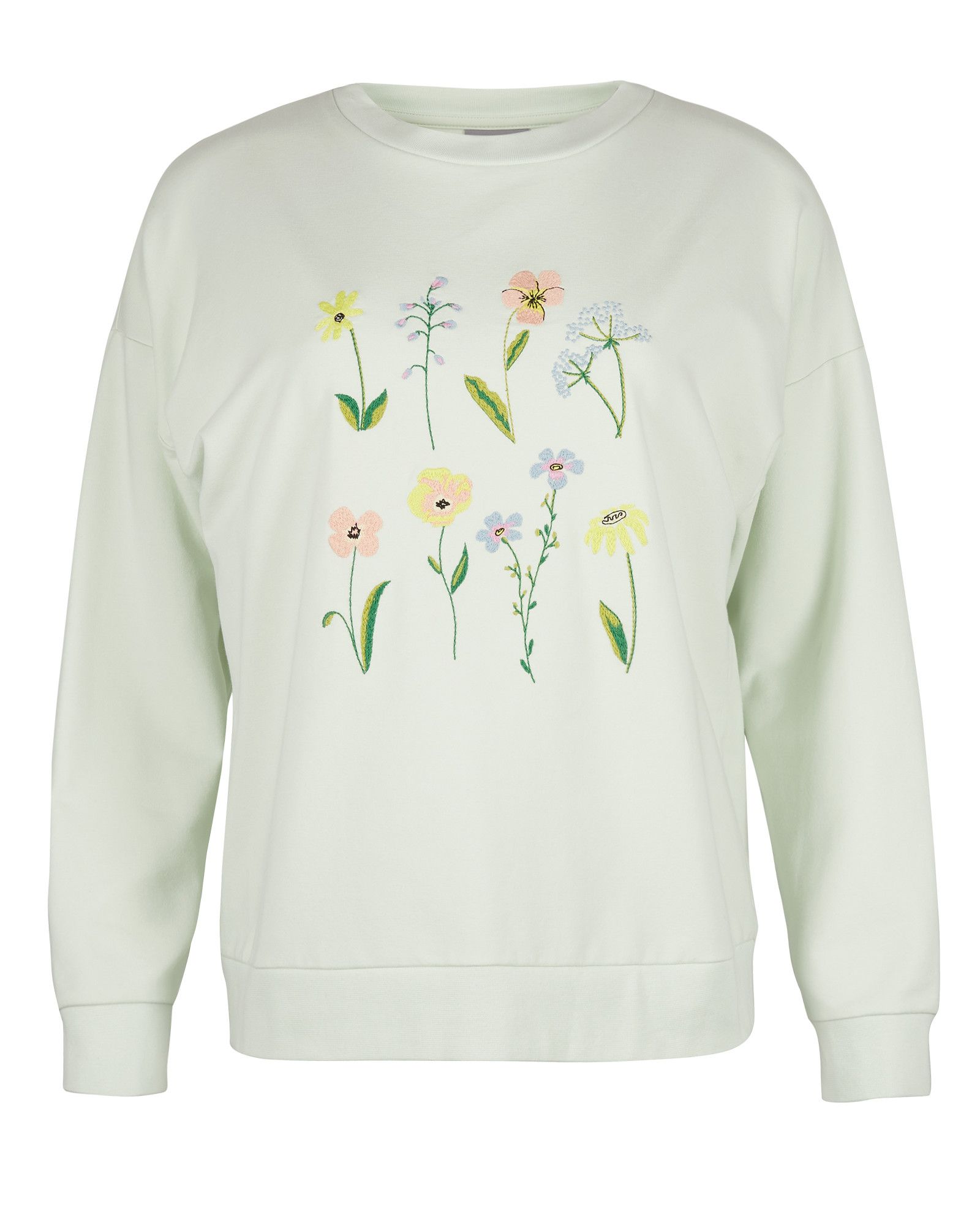 Meadow Floral Embroidered Mint Green Sweatshirt | Oliver Bonas