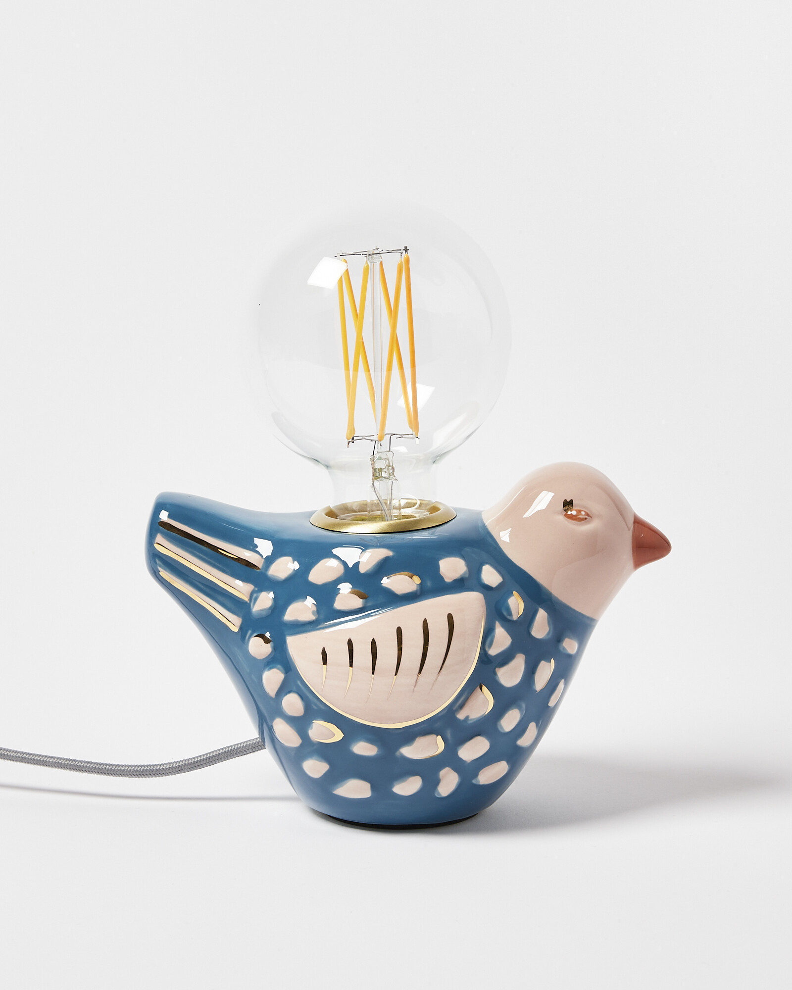 Ovie Bird Blue Ceramic Desk & Table Lamp Base