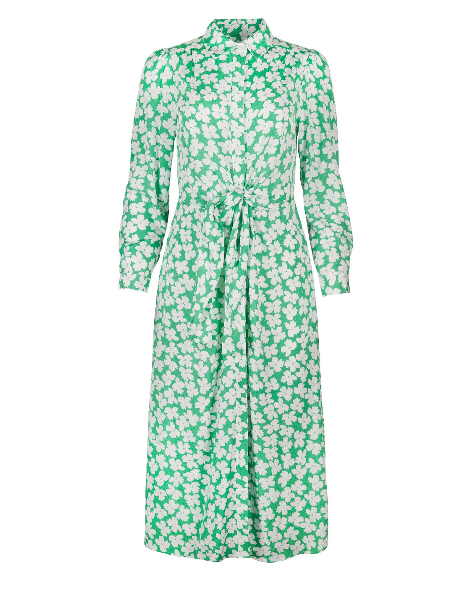 Floral Print Green & White Midi Shirt Dress | Oliver Bonas