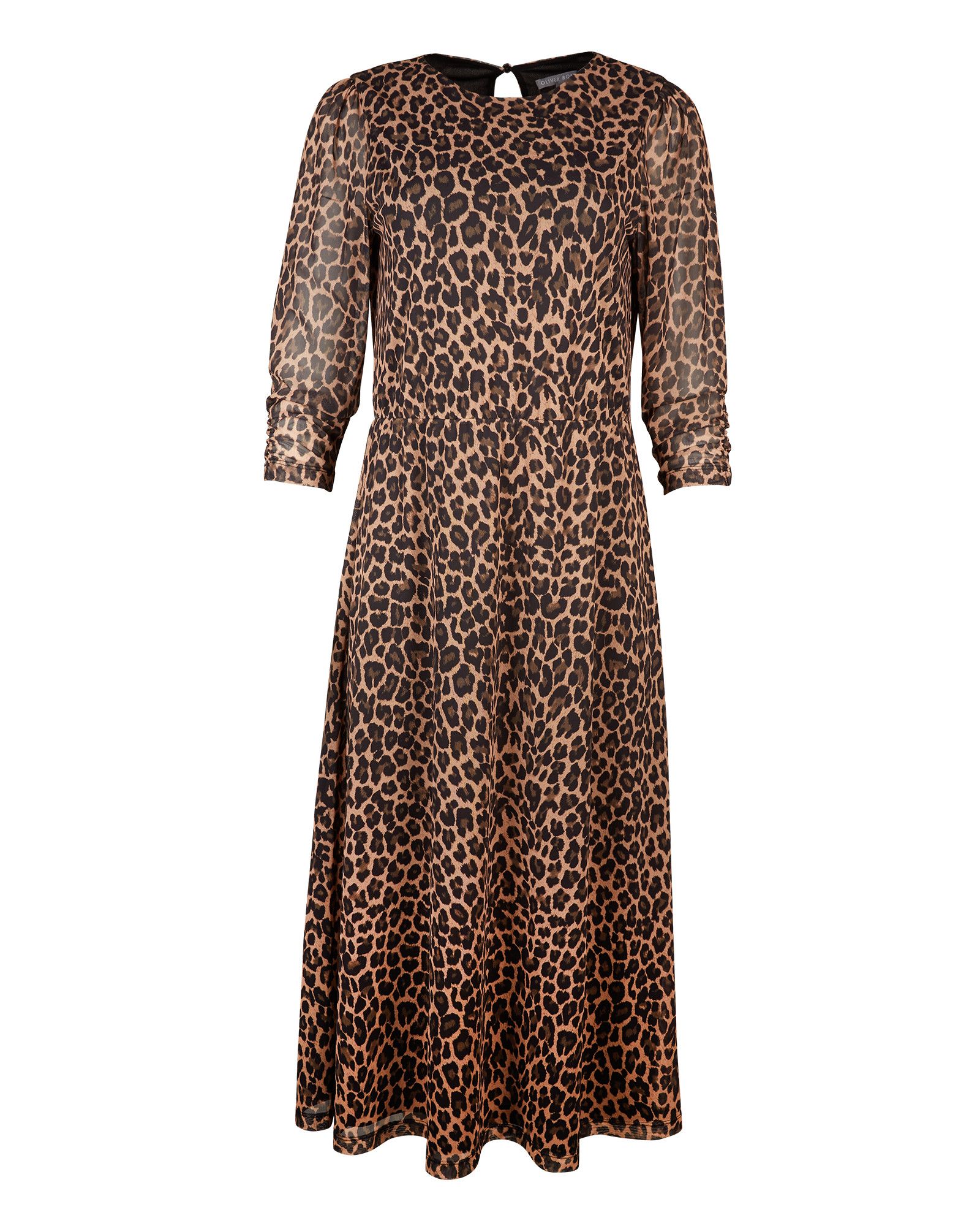Animal Print Brown Mesh Midi Dress | Oliver Bonas